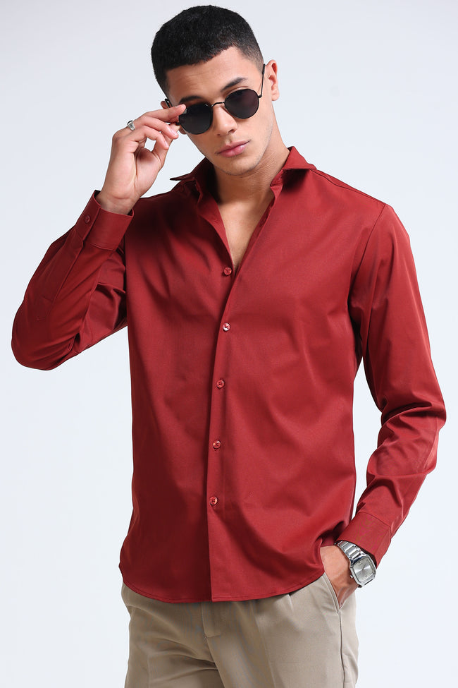 Men Brown Casual Solid Shirt