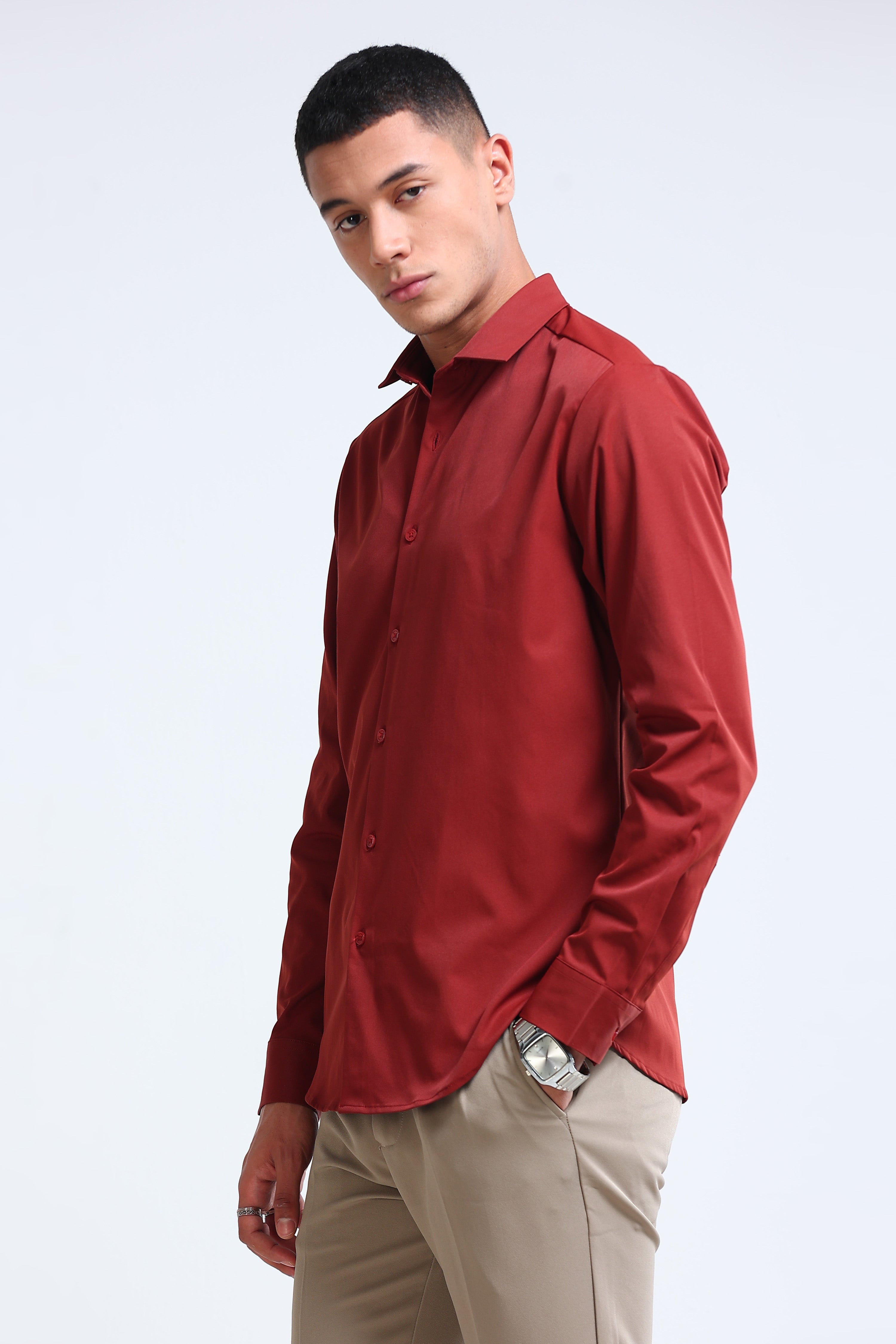 Men Brown Casual Solid Shirt