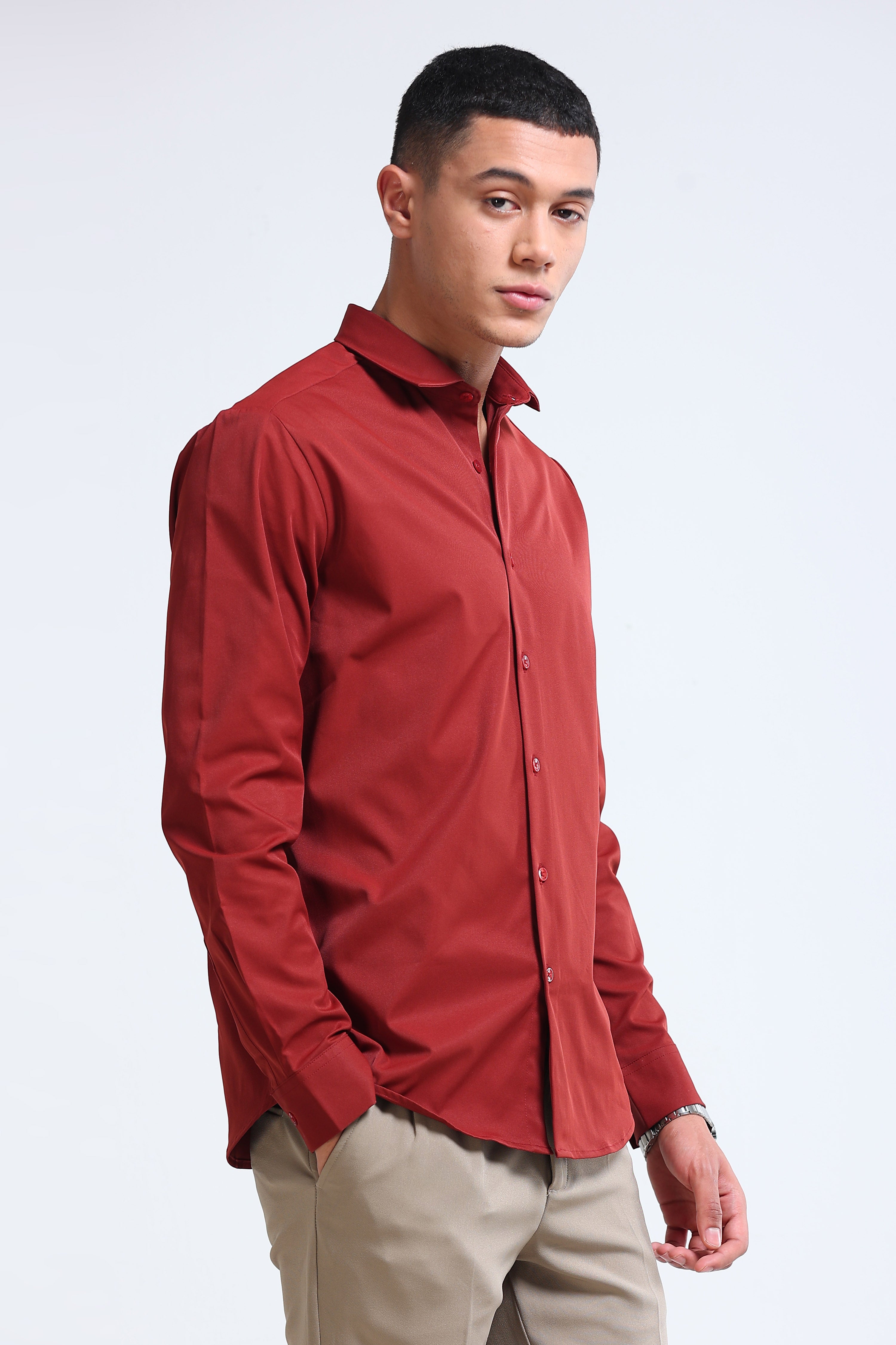 Men Brown Casual Solid Shirt