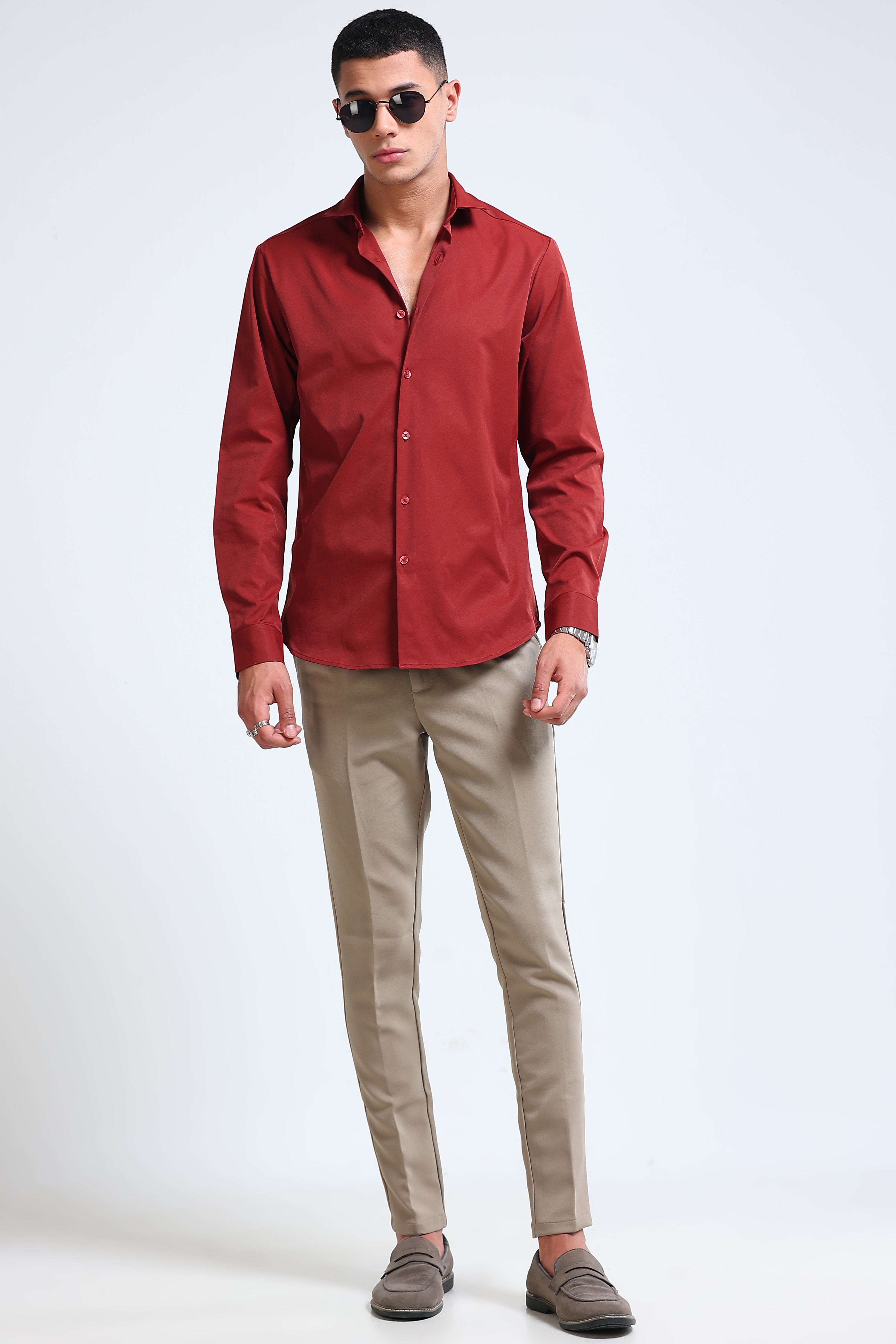 Men Brown Casual Solid Shirt