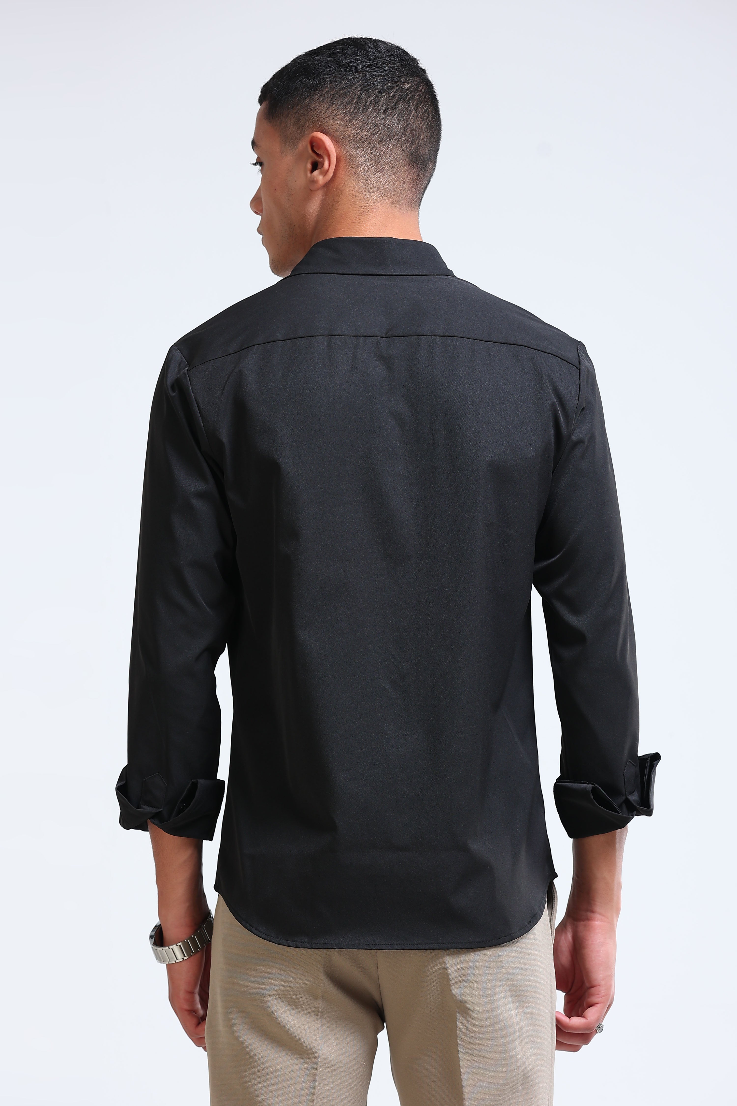 Men Black Casual Solid Shirt