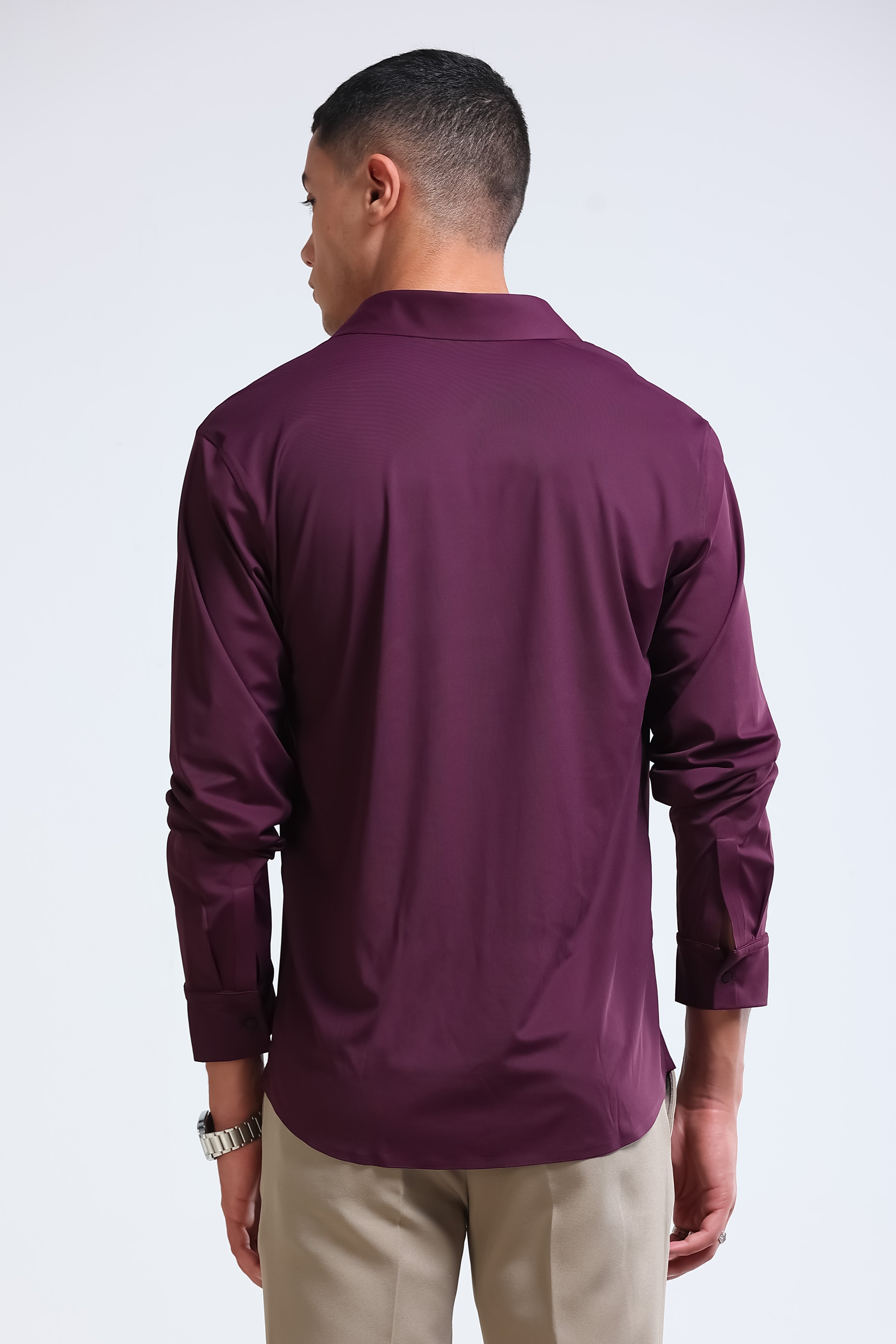 Men Purple Knitted Viscose Shirt