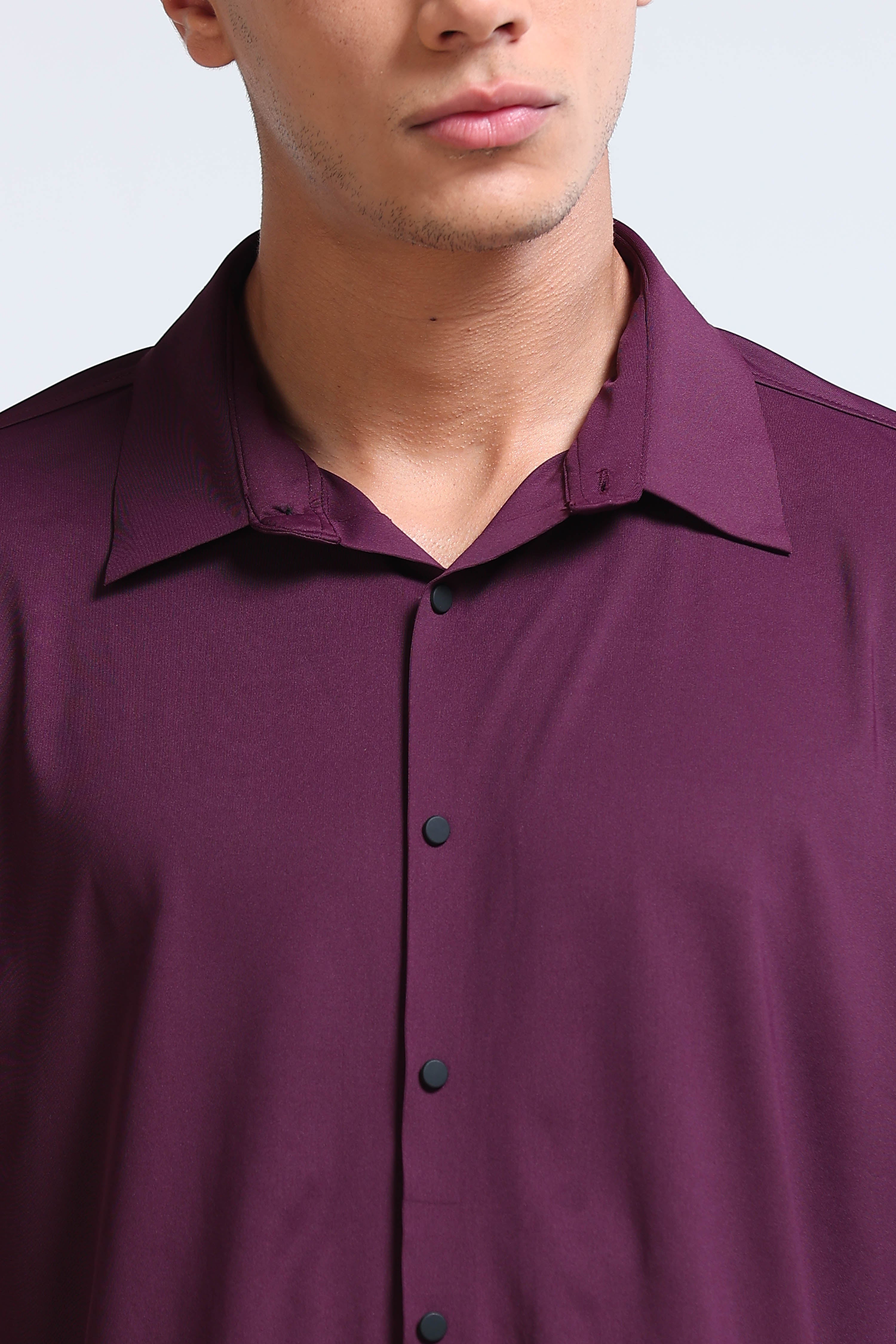 Men Purple Knitted Viscose Shirt