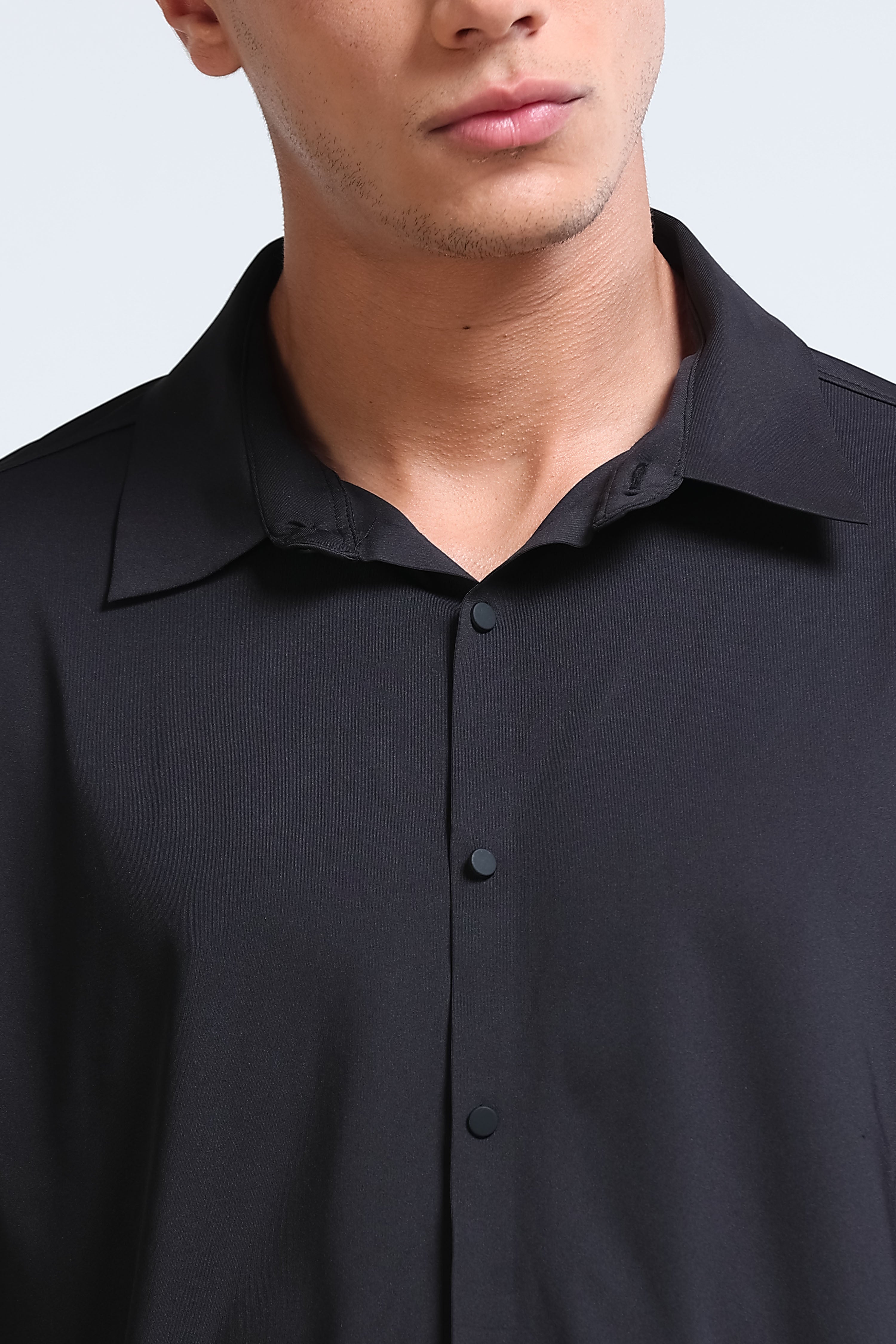 Men Black Knitted Viscose Shirt