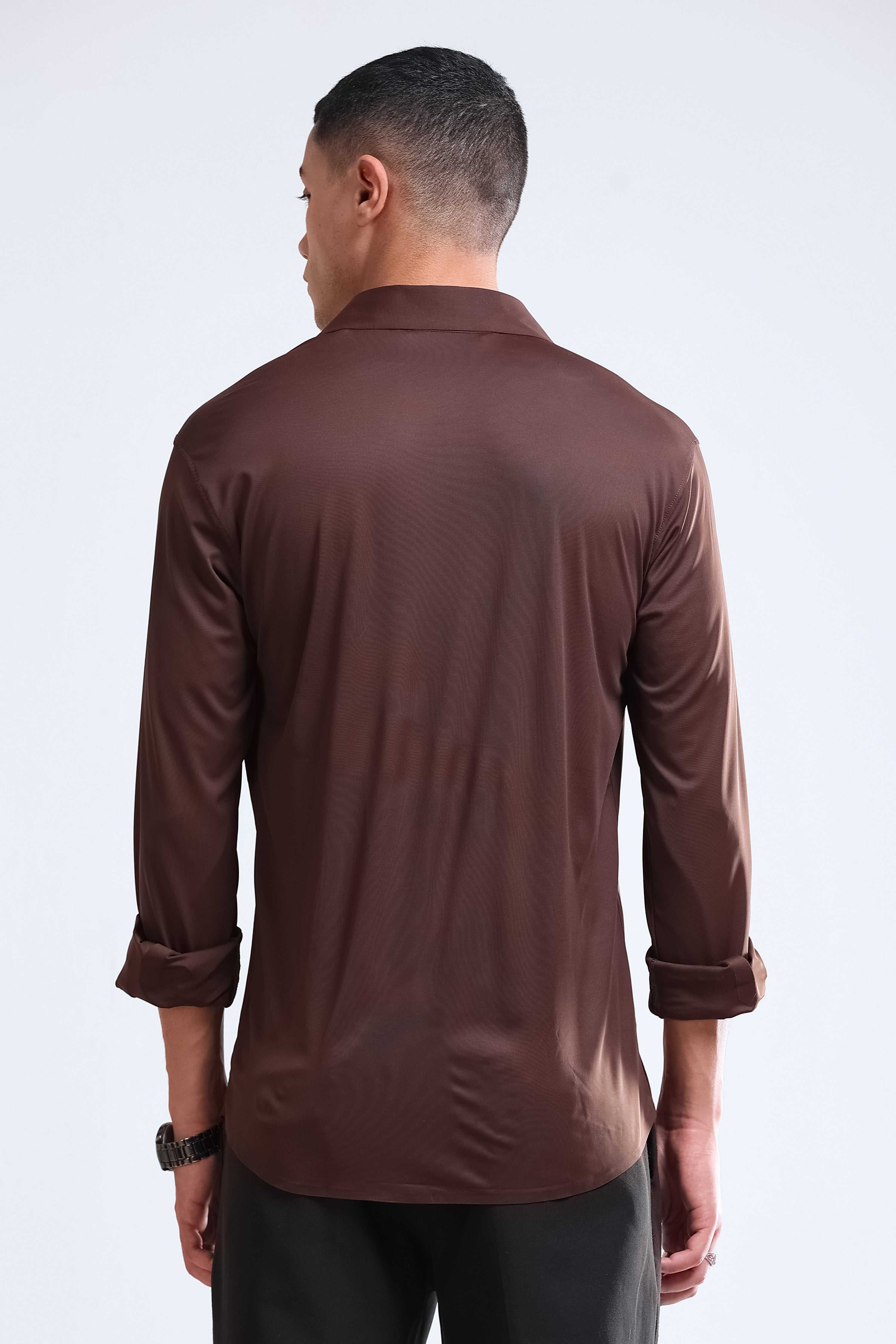 Men Brown Knitted Viscose Shirt