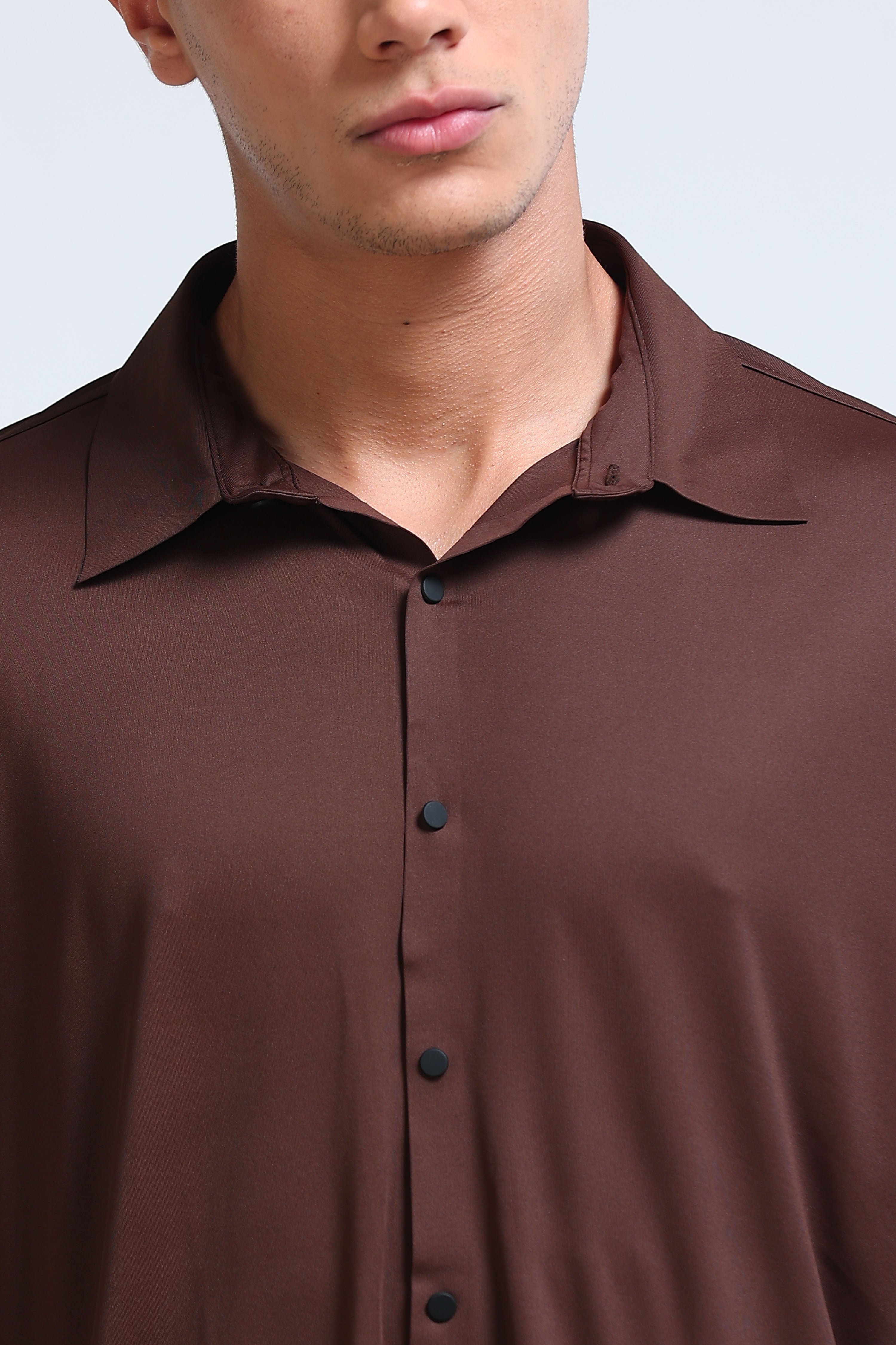 Men Brown Knitted Viscose Shirt