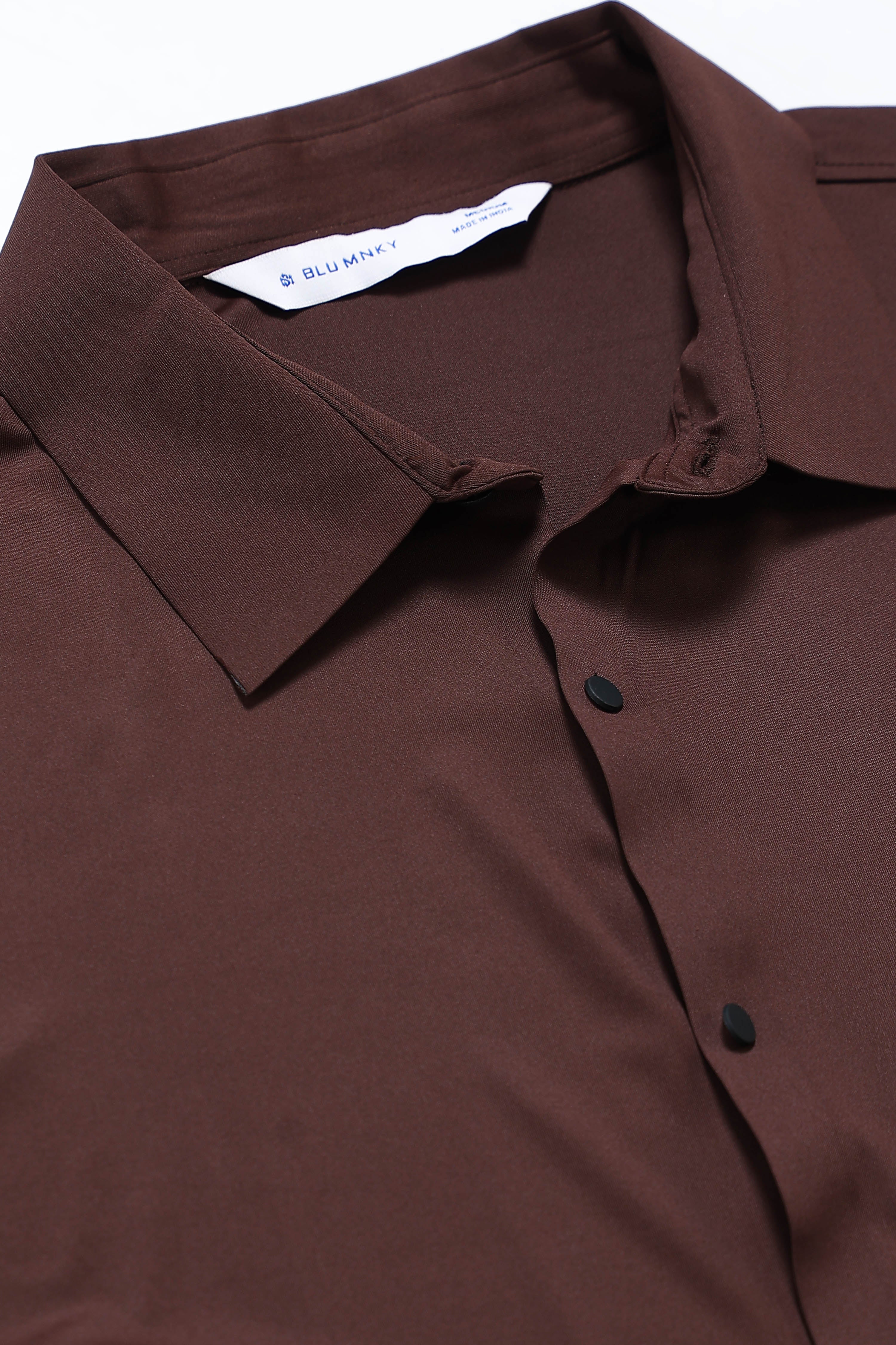 Men Brown Knitted Viscose Shirt