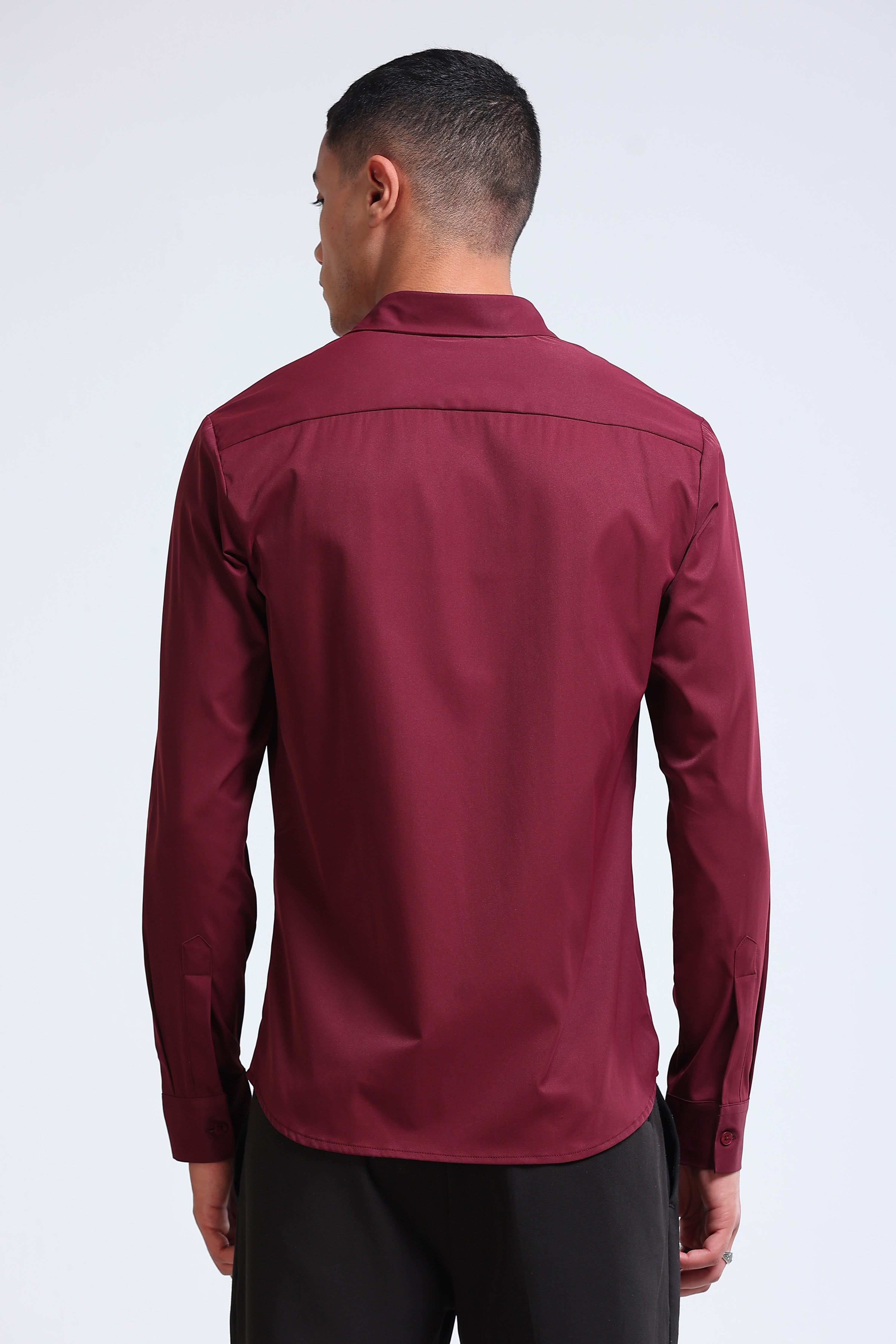 Men Maroon Casual Solid Shirt