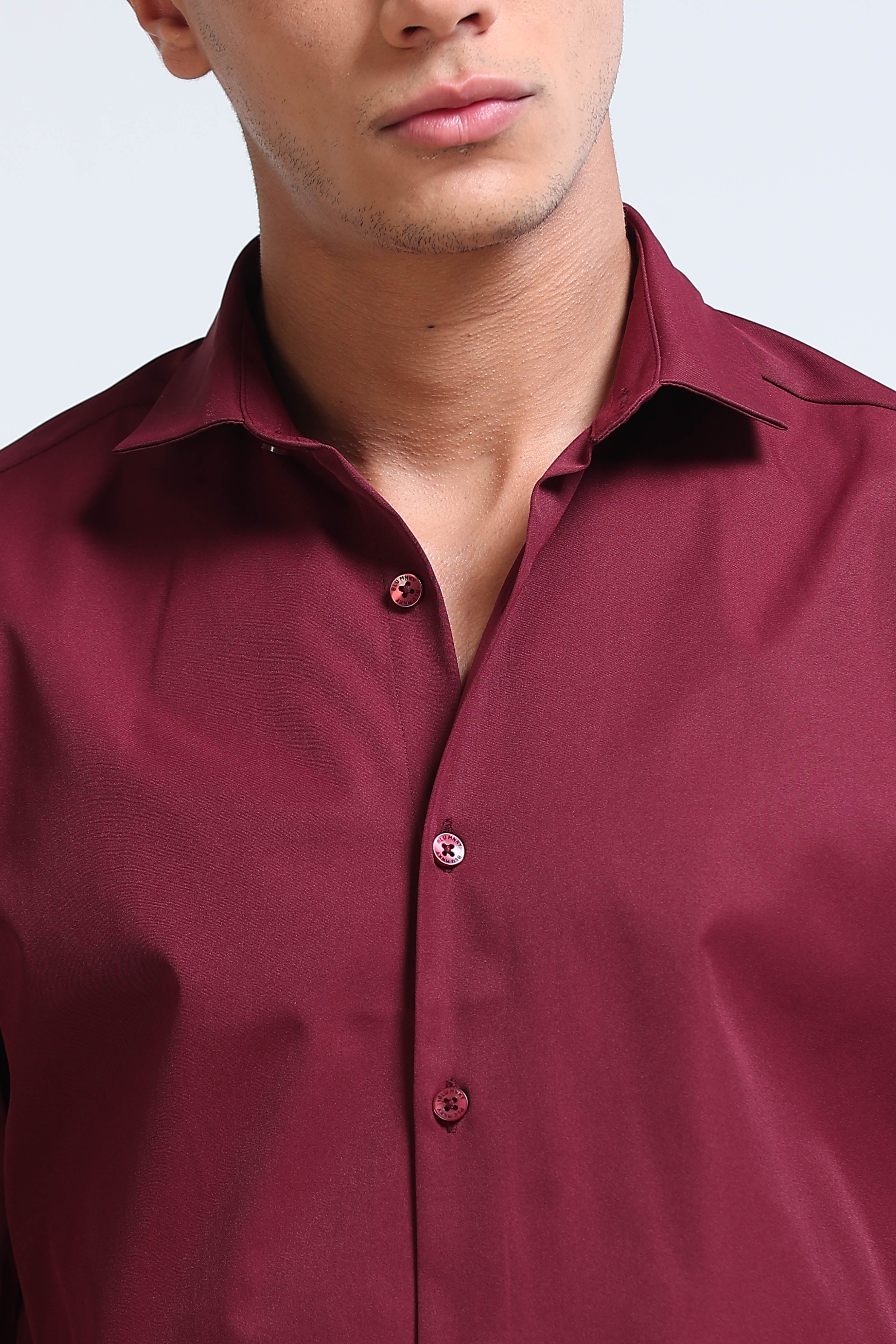 Men Maroon Casual Solid Shirt