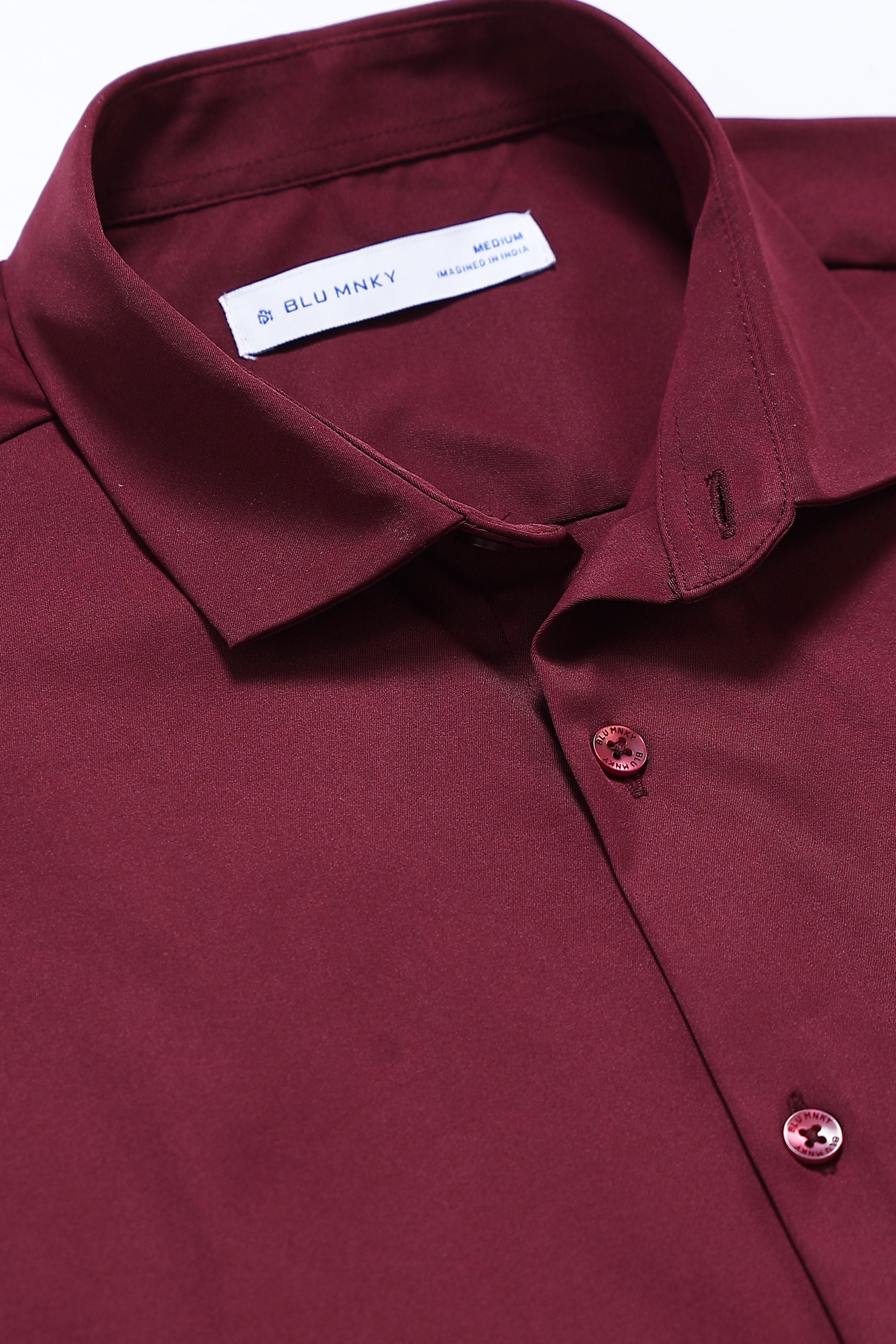 Men Maroon Casual Solid Shirt