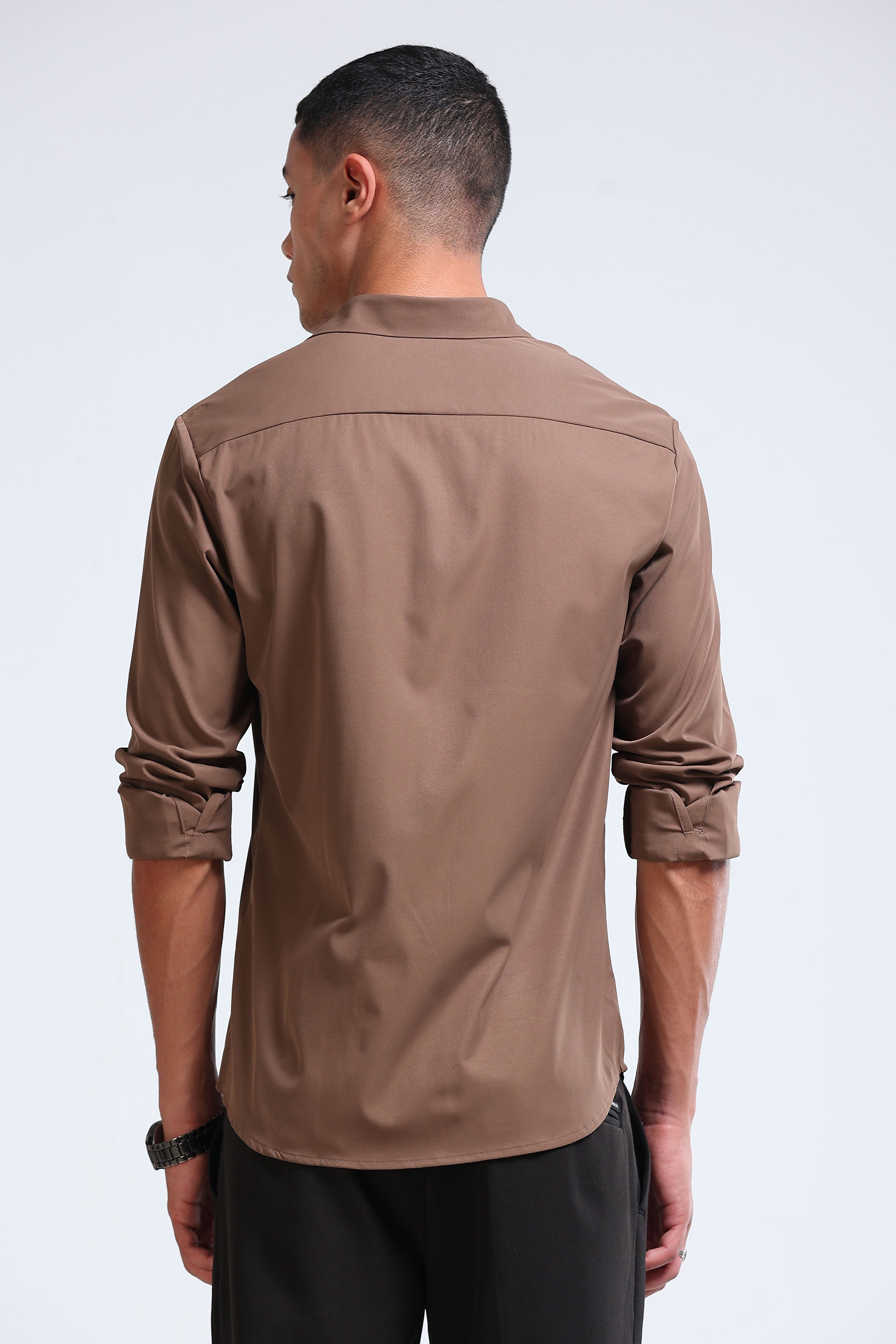 Men Brown Casual Solid Shirt