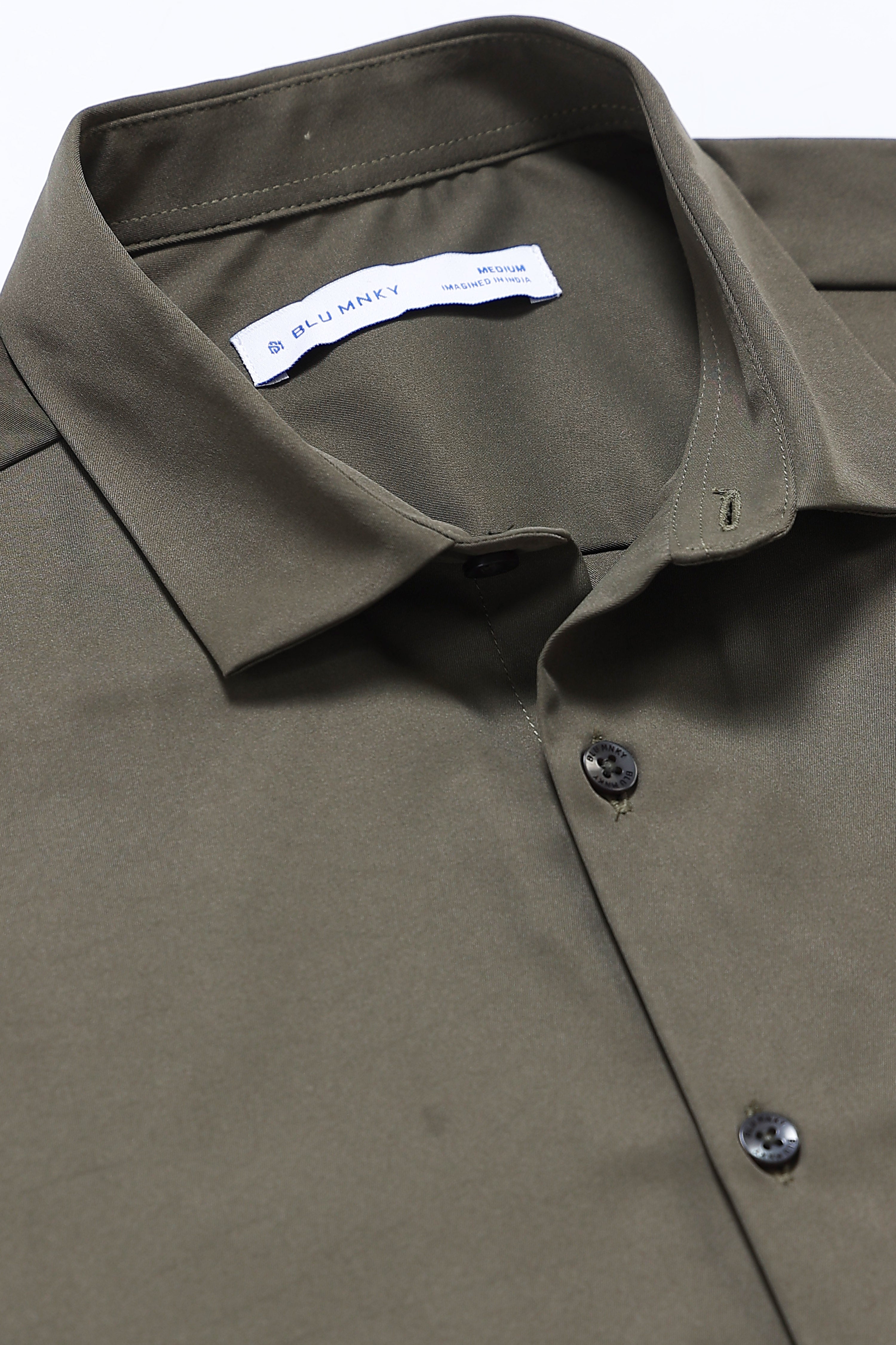 Men Olive Casual Solid Shirt