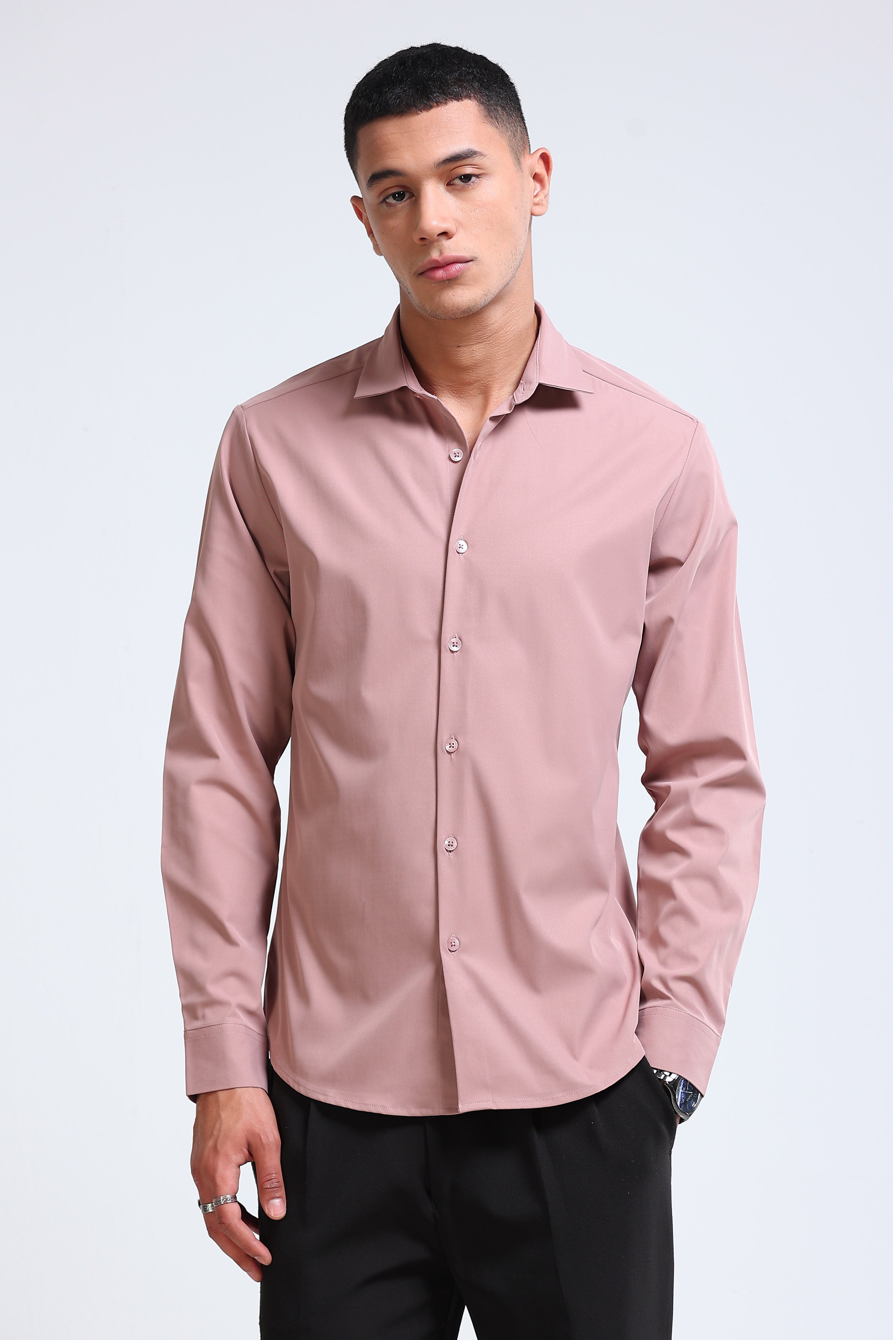 Men Pink Casual Solid Shirt
