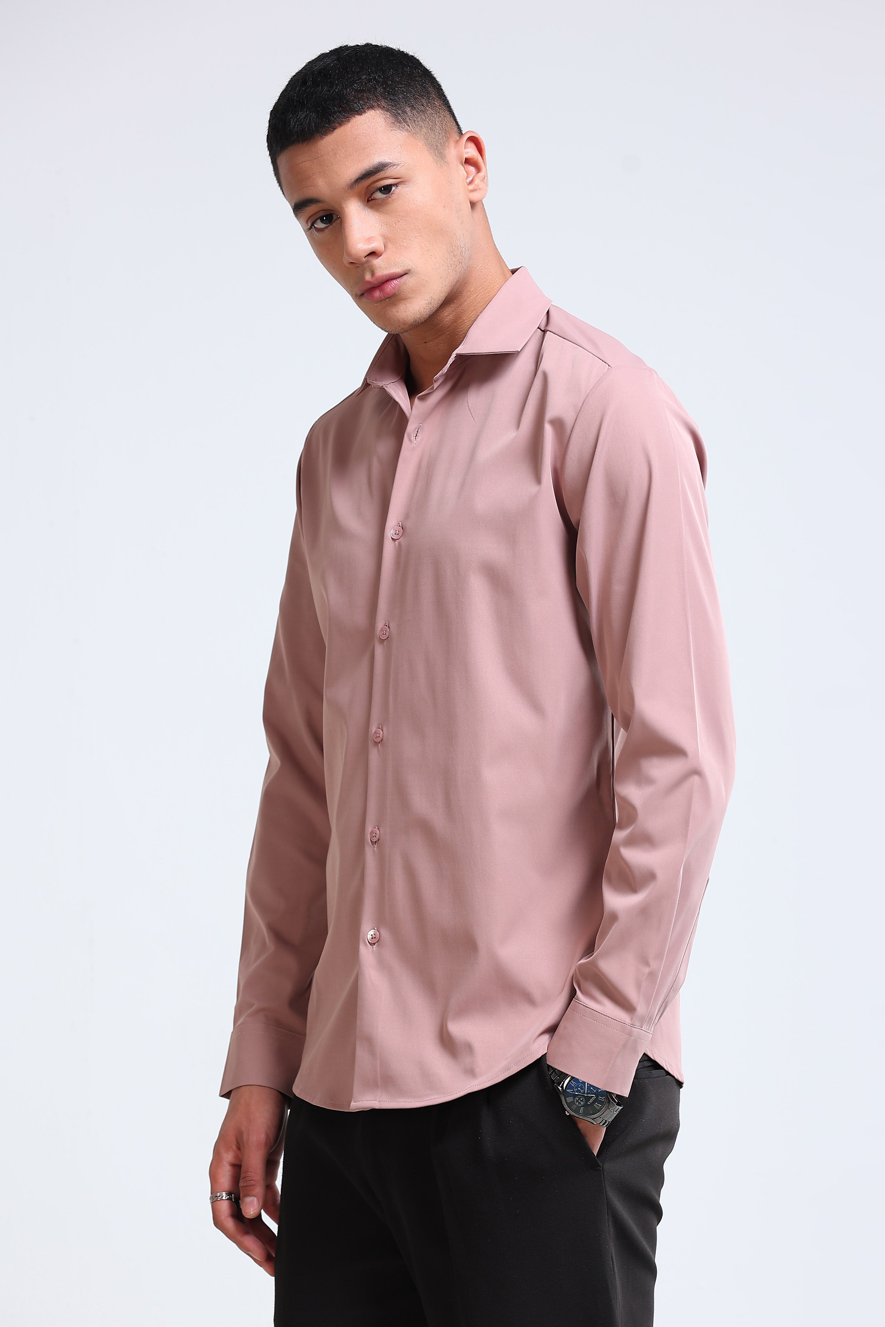 Men Pink Casual Solid Shirt