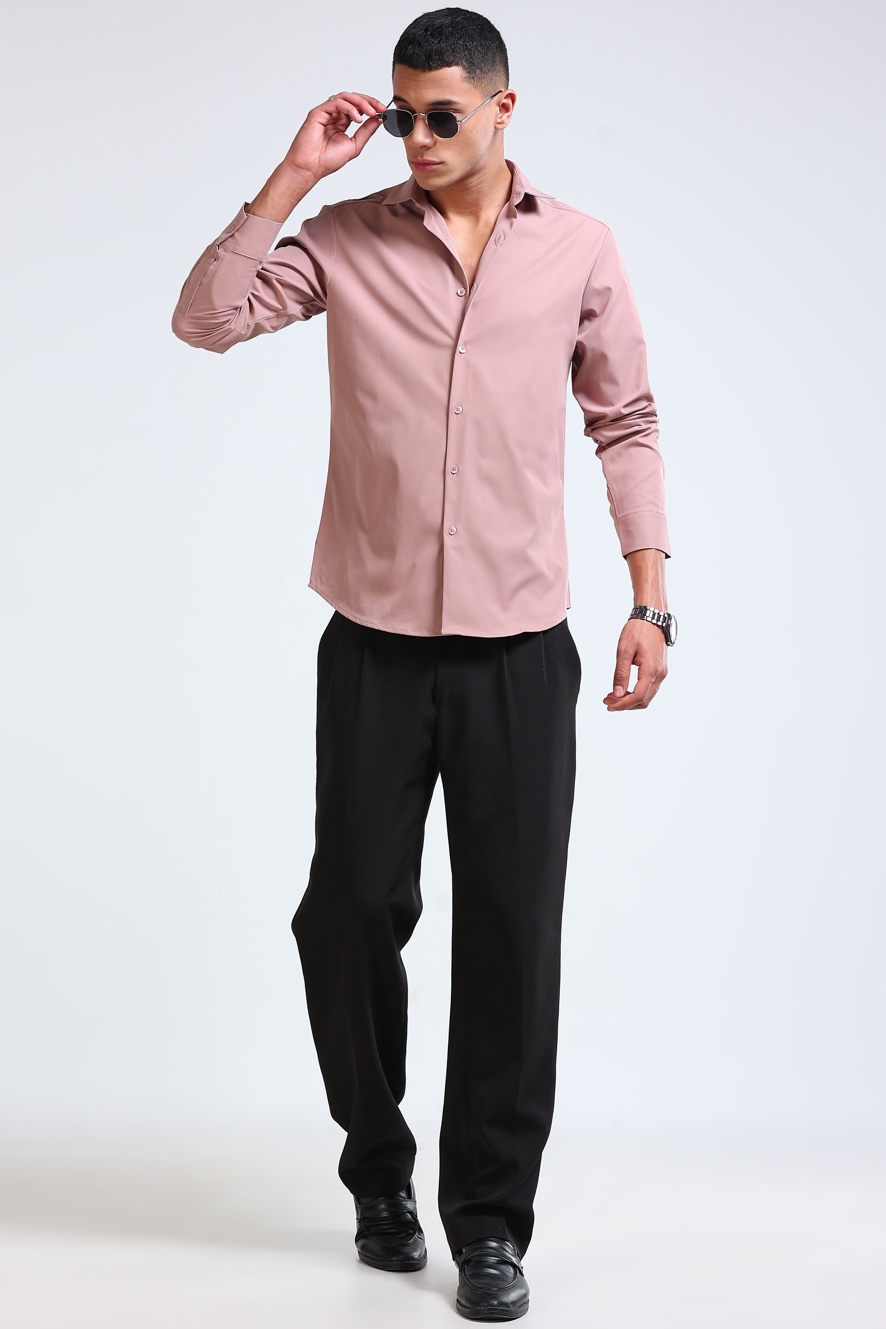 Men Pink Casual Solid Shirt