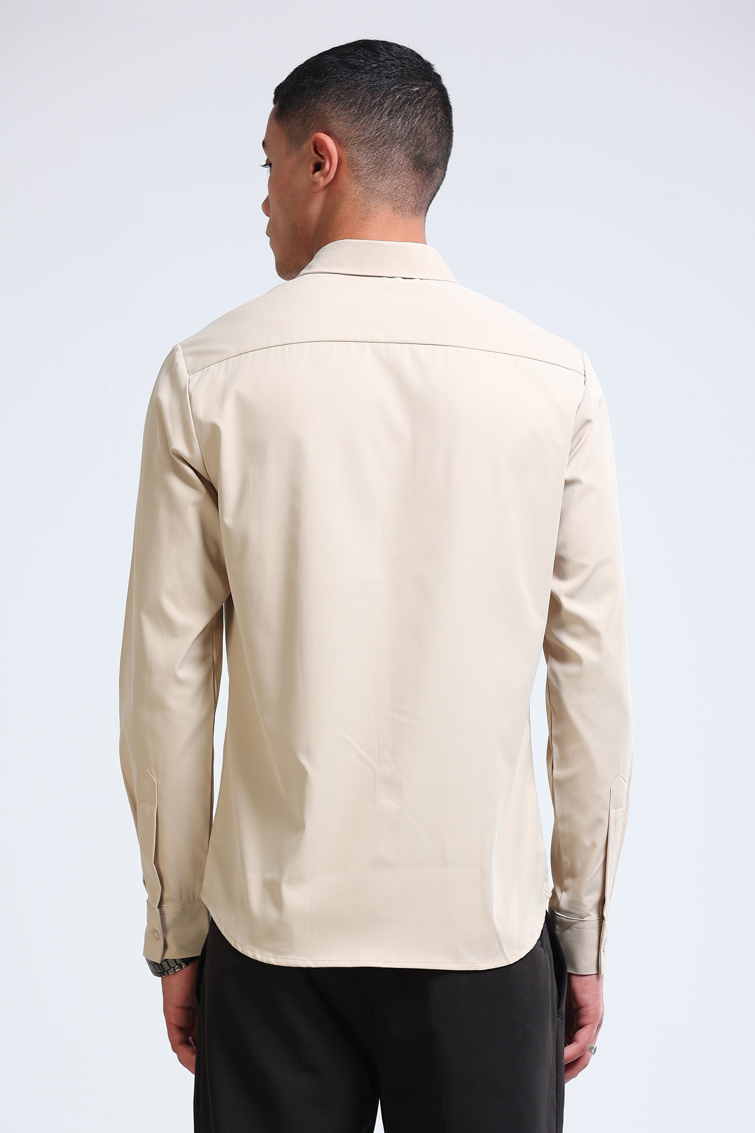 Men Beige Casual Solid Shirt