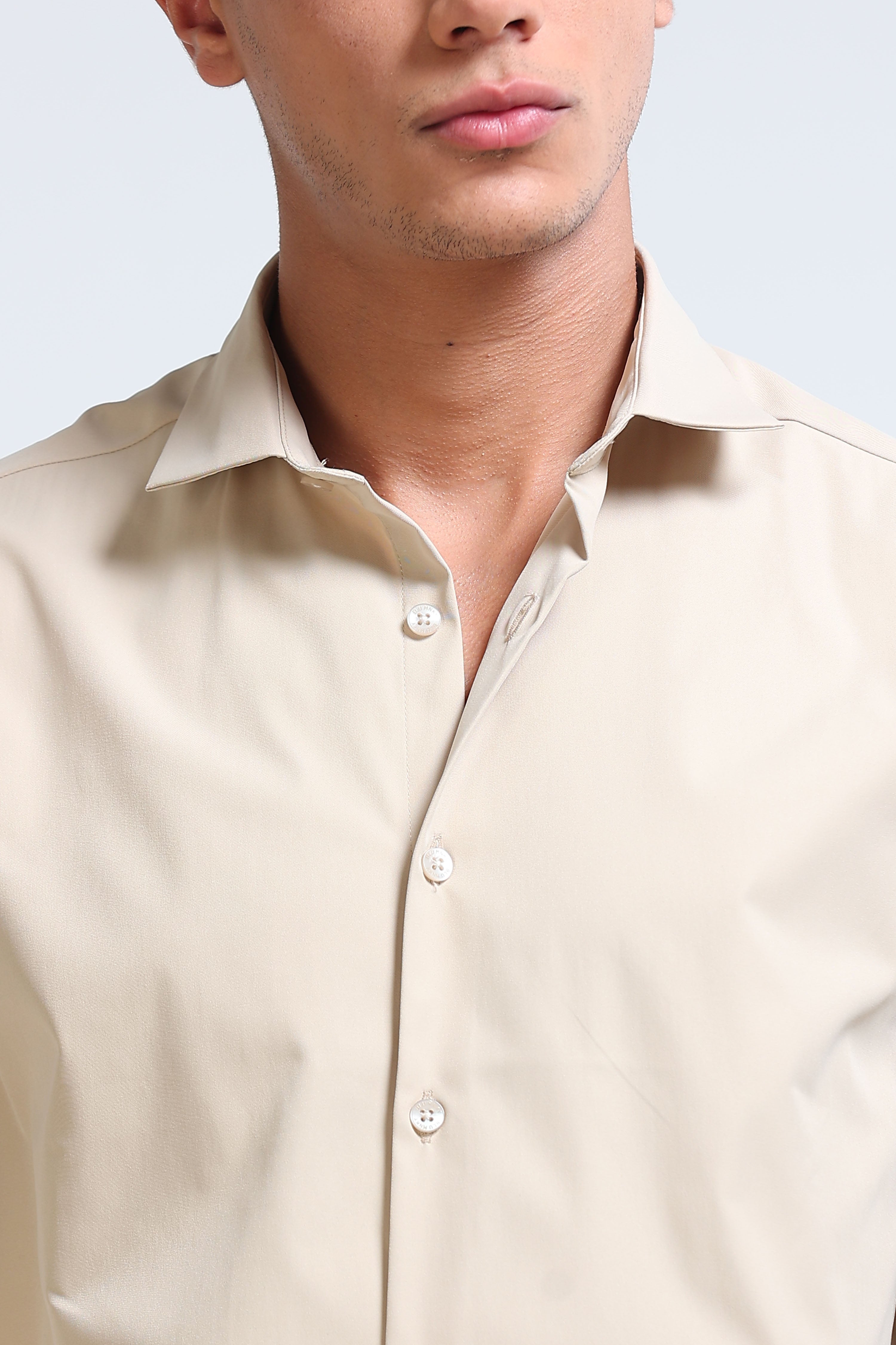 Men Beige Casual Solid Shirt