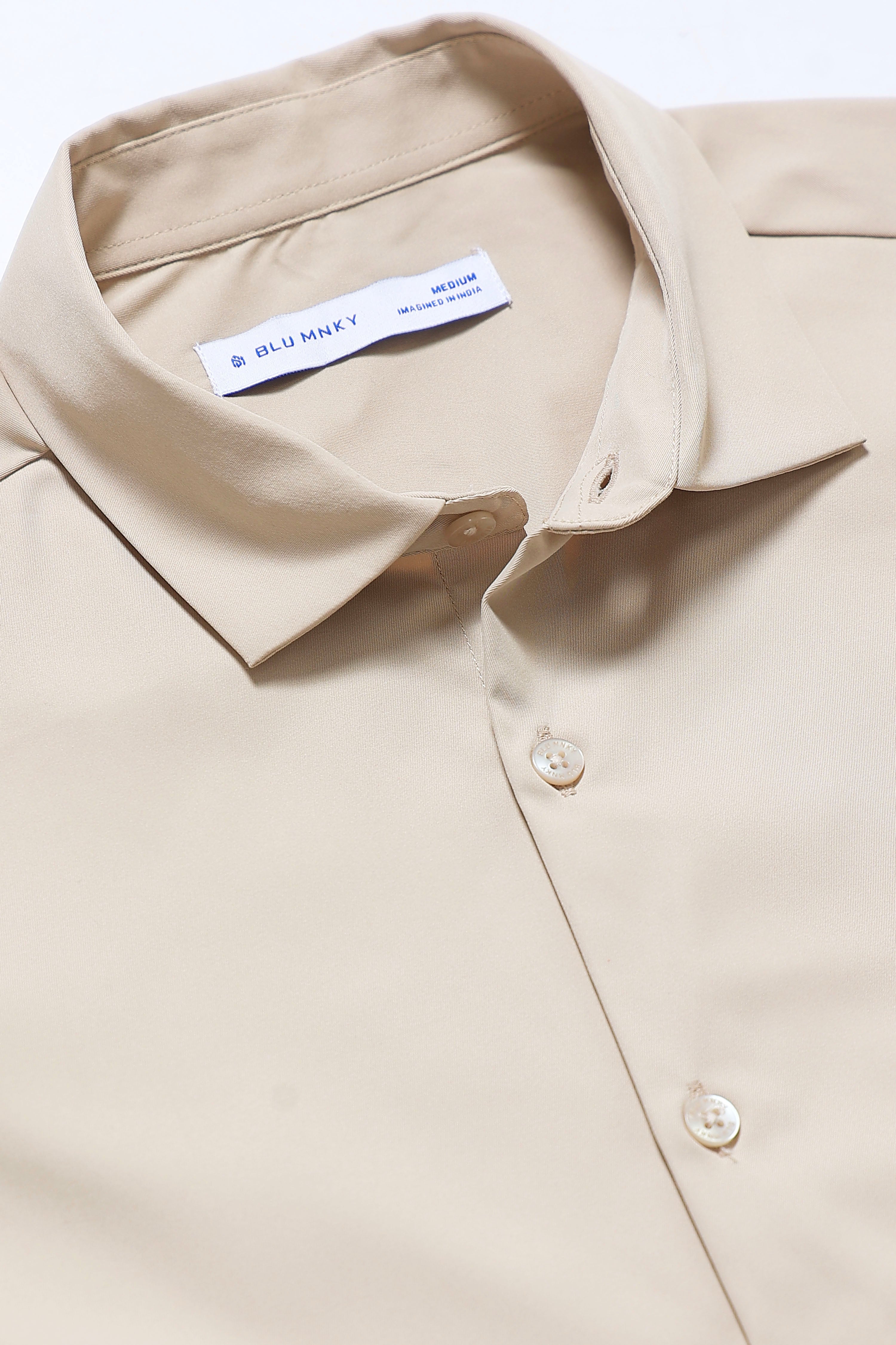 Men Beige Casual Solid Shirt