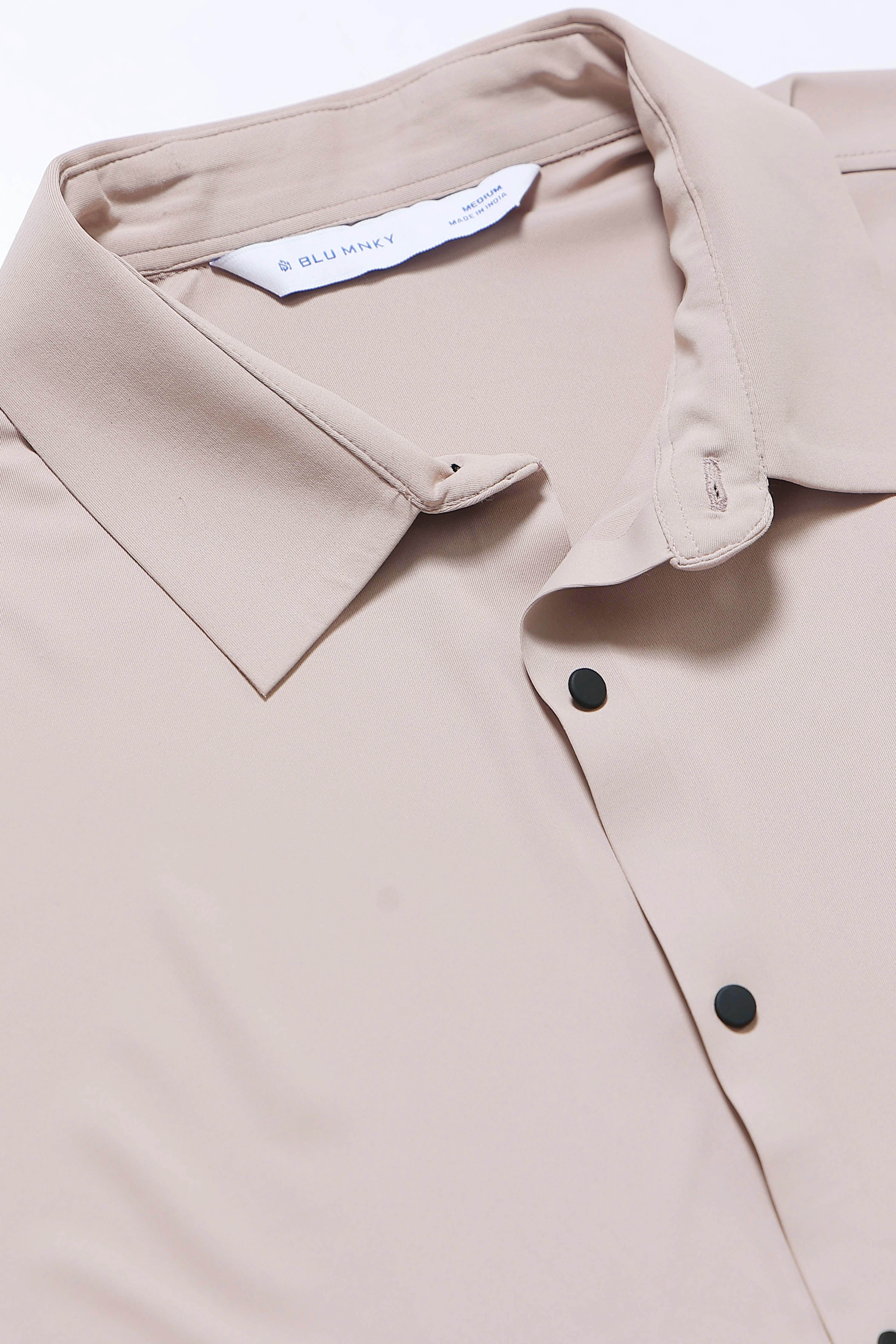 Men Beige Knitted Viscose Shirt
