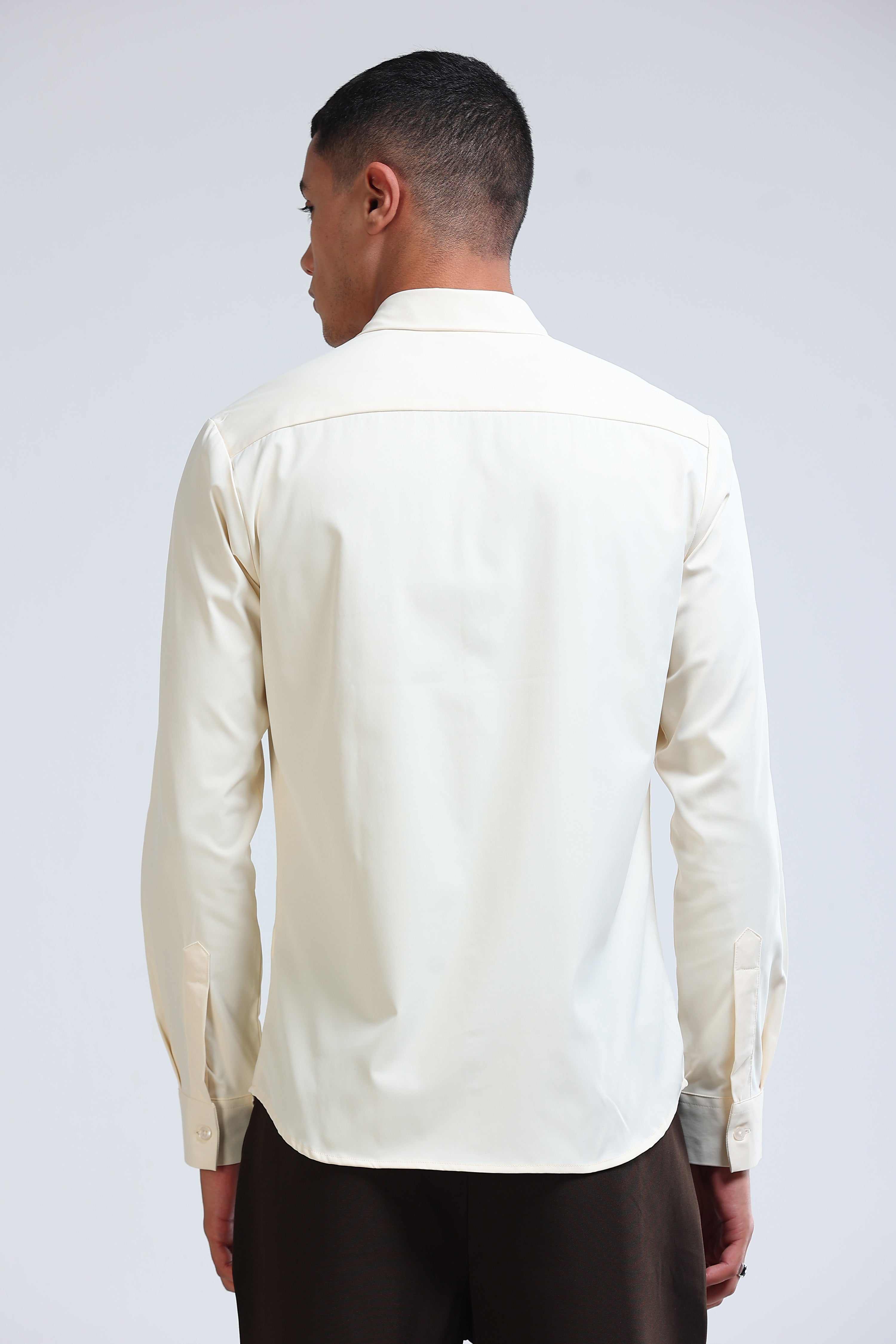 Men Off White Casual Solid Shirt