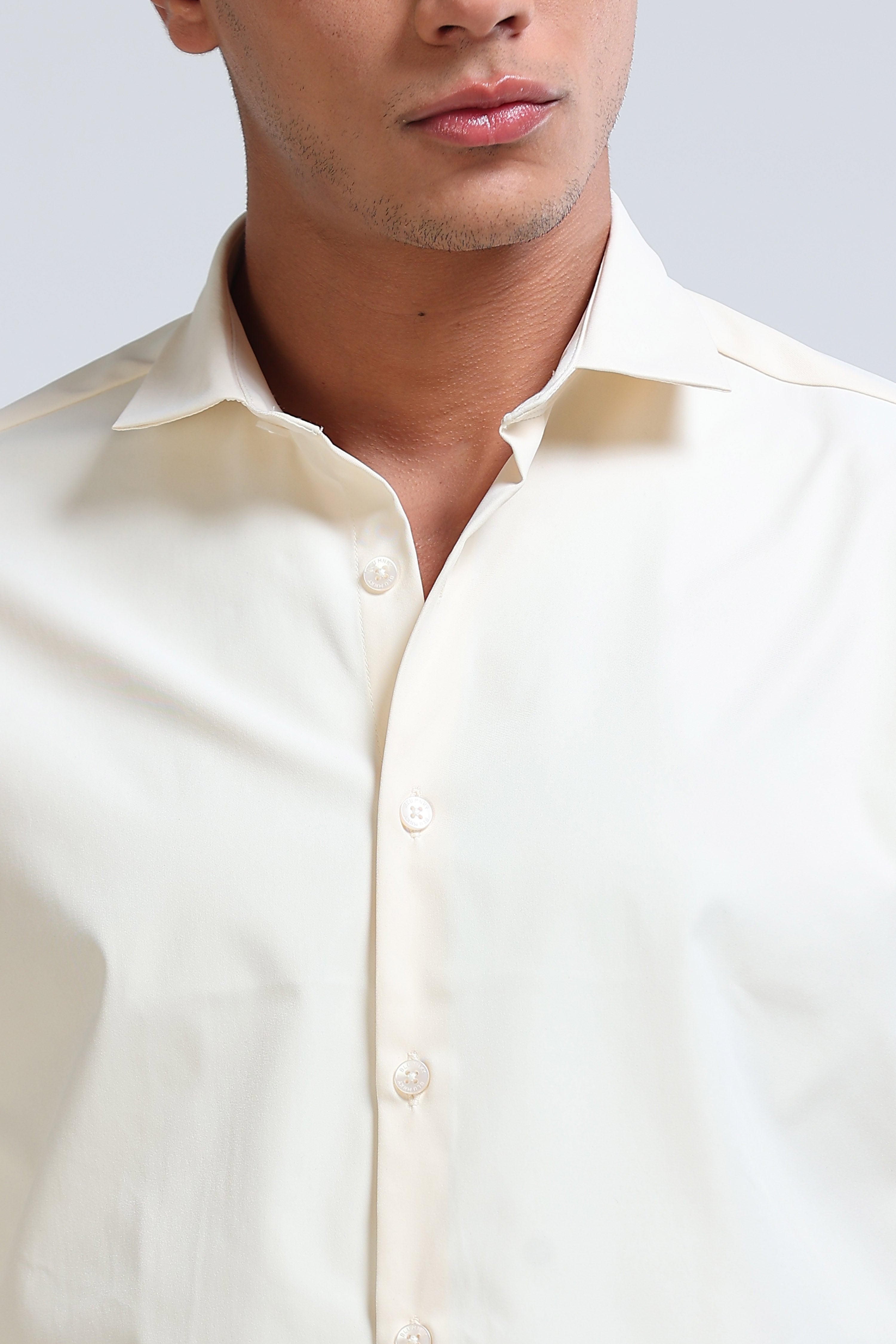 Men Off White Casual Solid Shirt