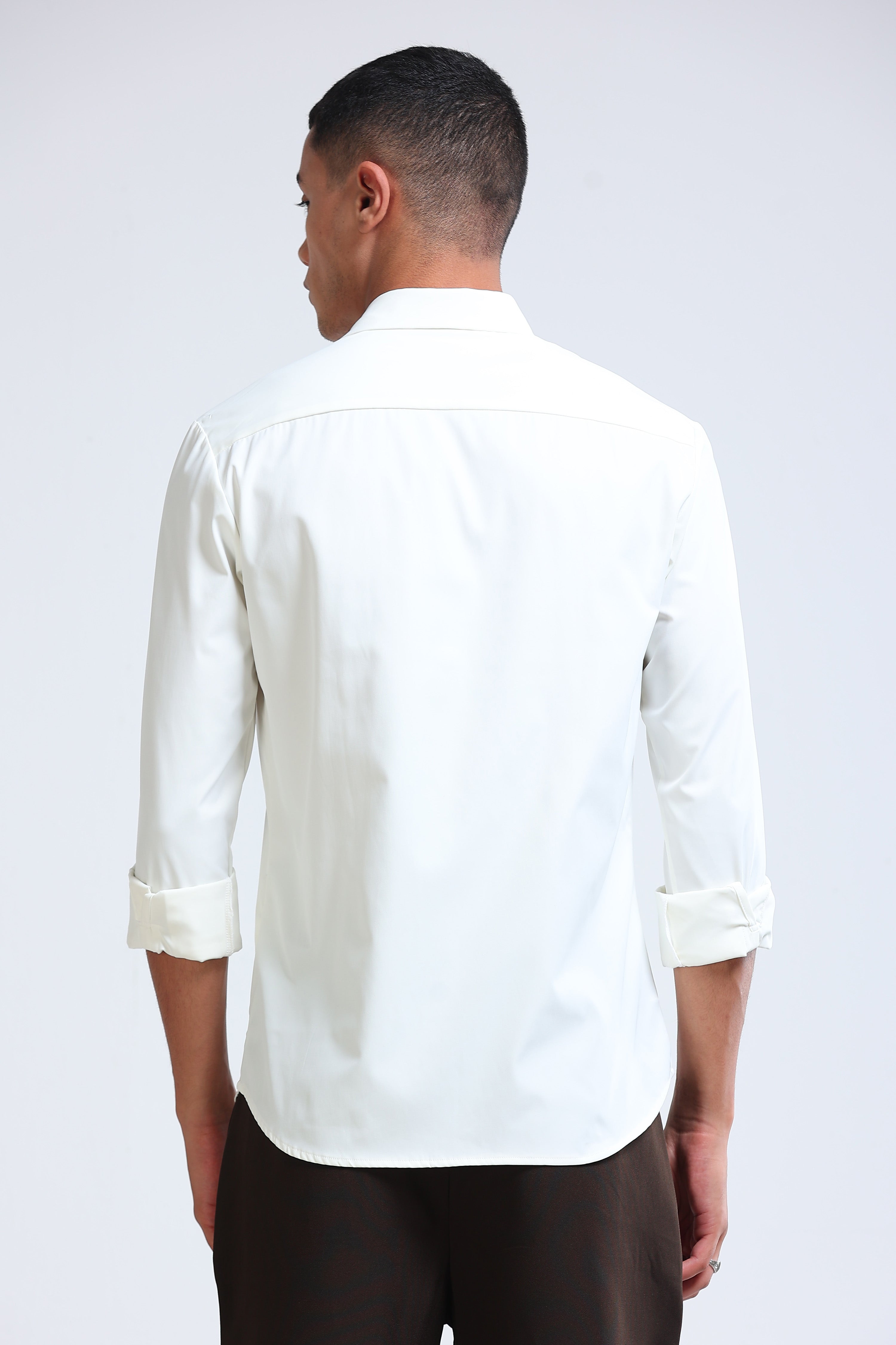 Men White Casual Solid Shirt