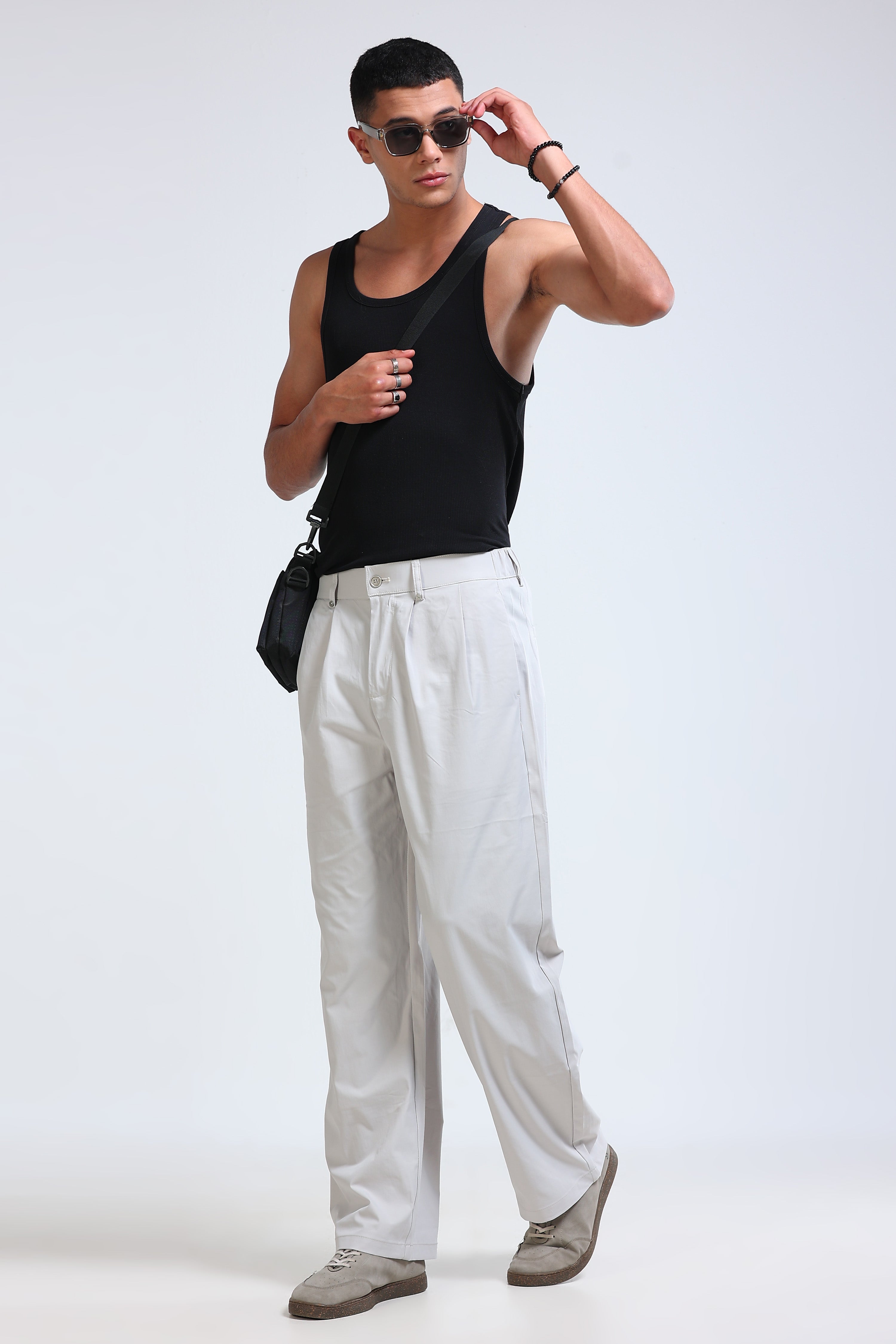 Men Off White Casual Pants
