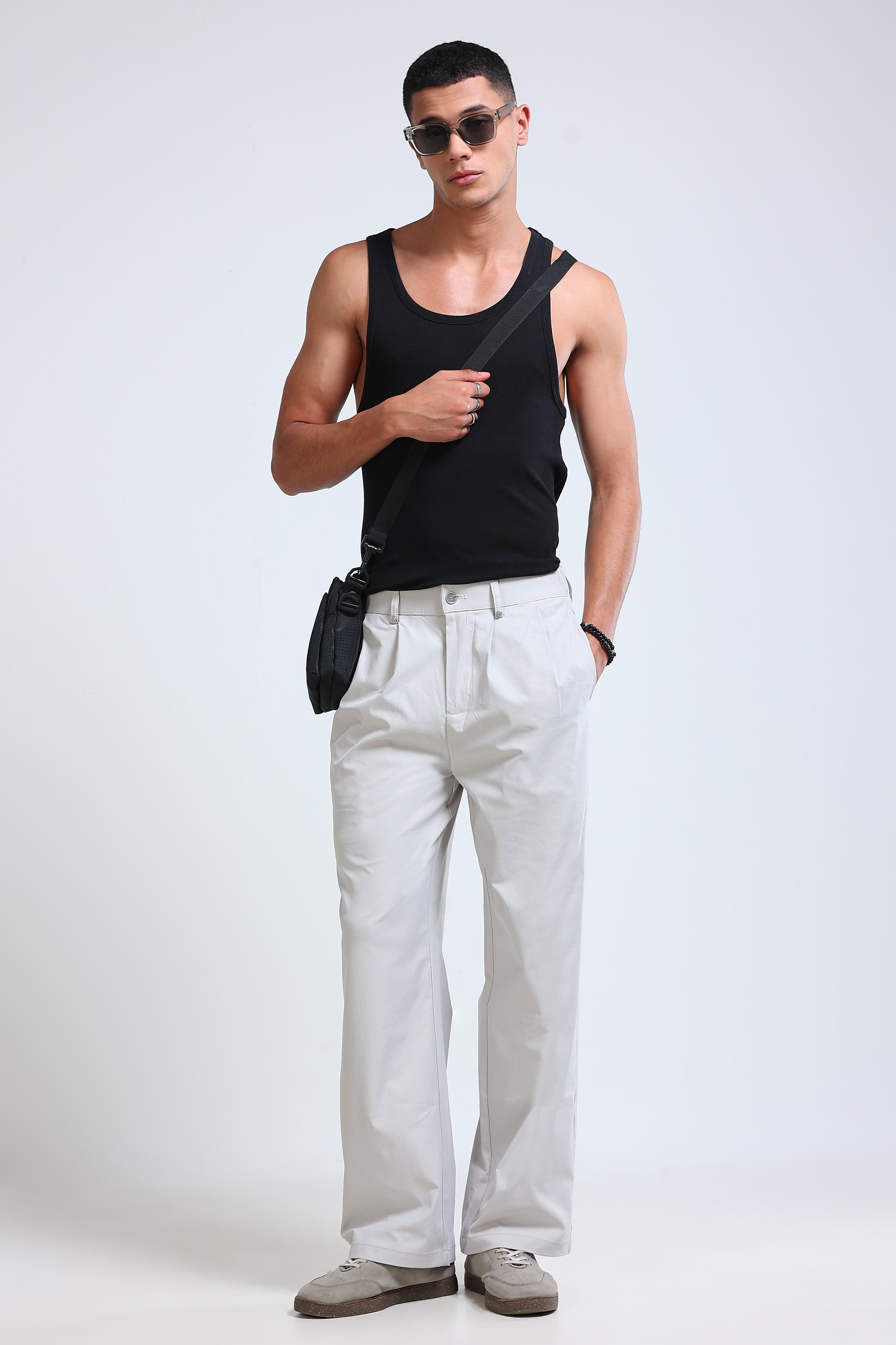 Men Off White Casual Pants