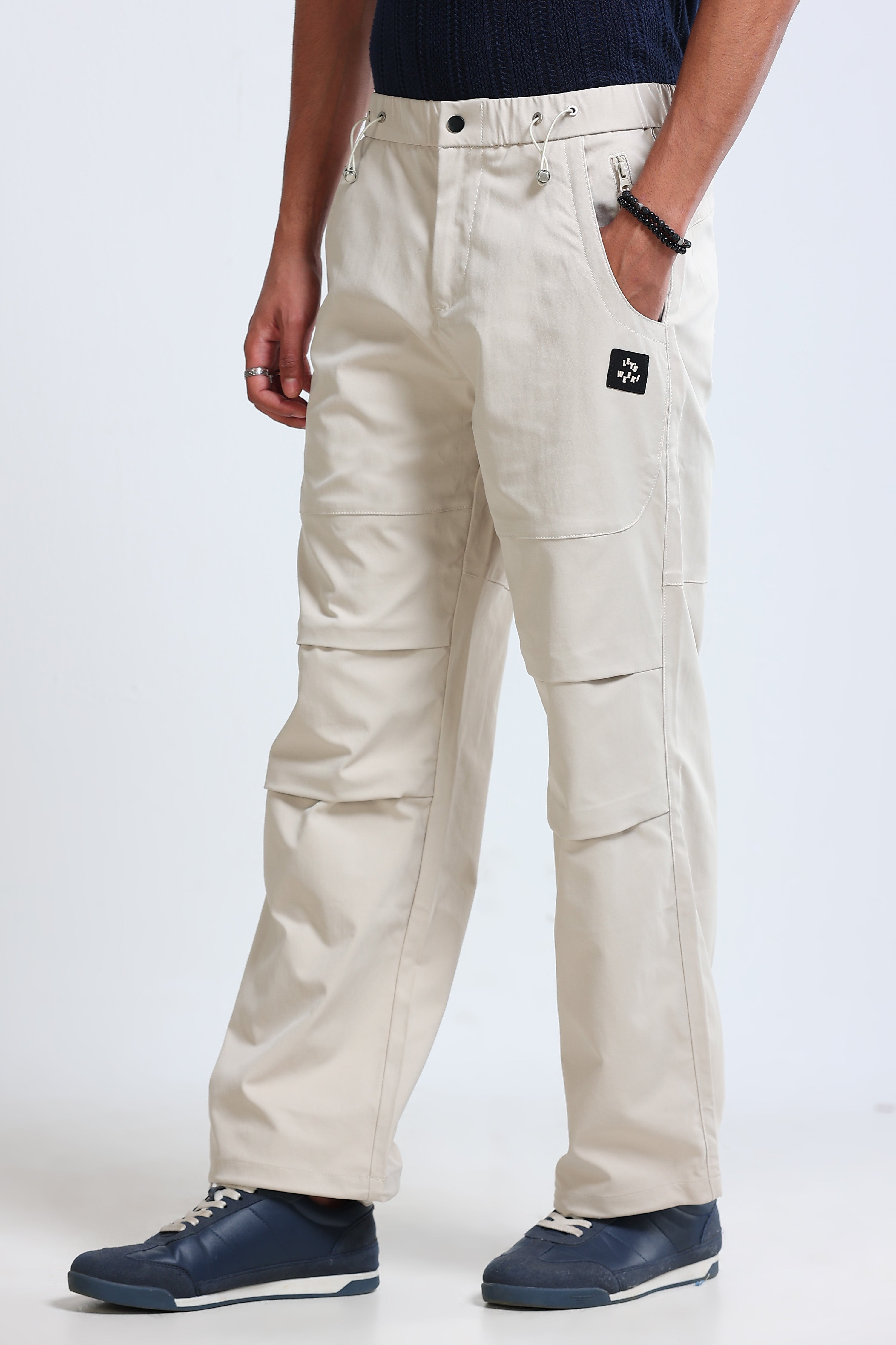 Men Beige Cargo Pants