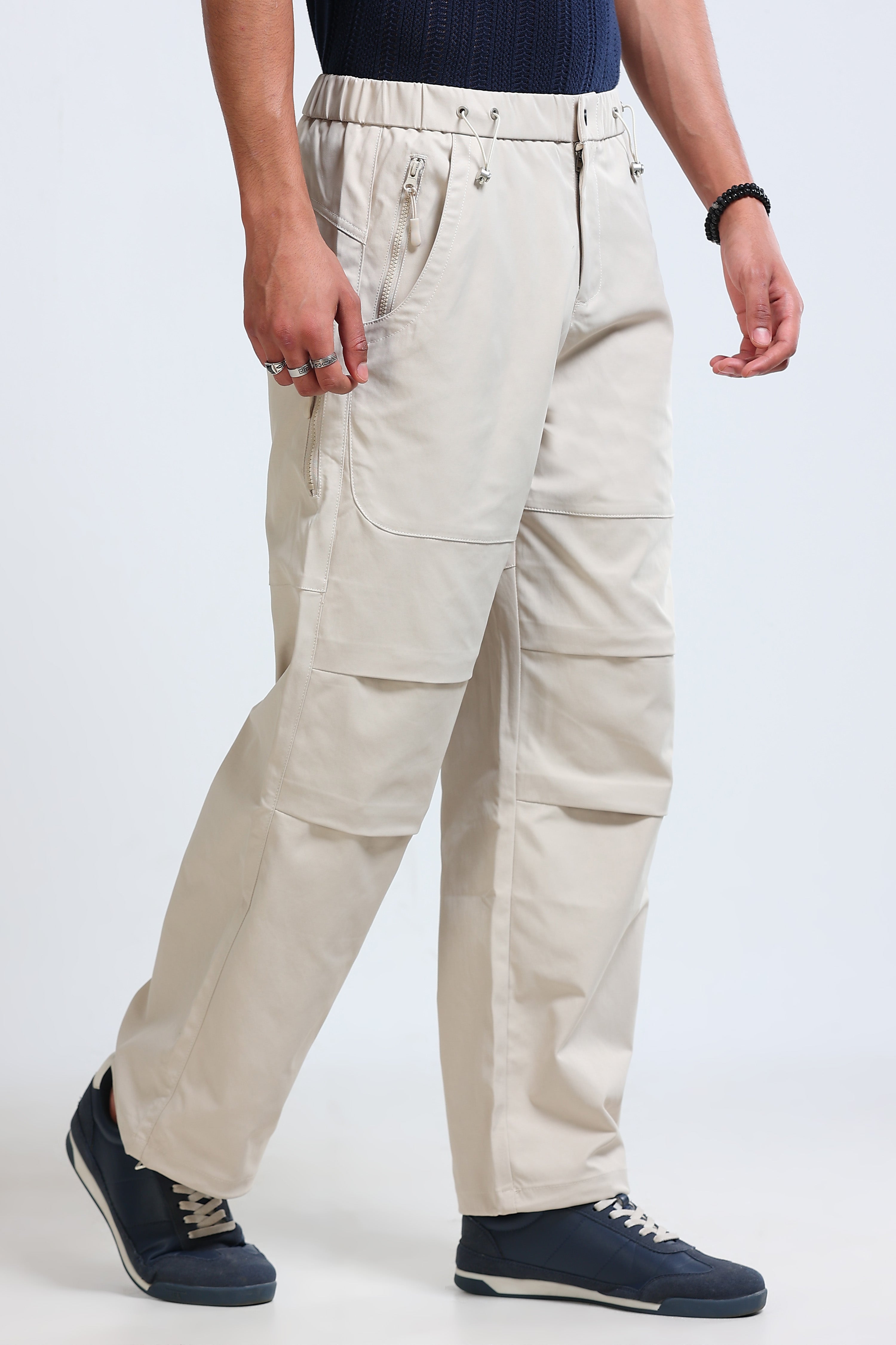 Men Beige Cargo Pants