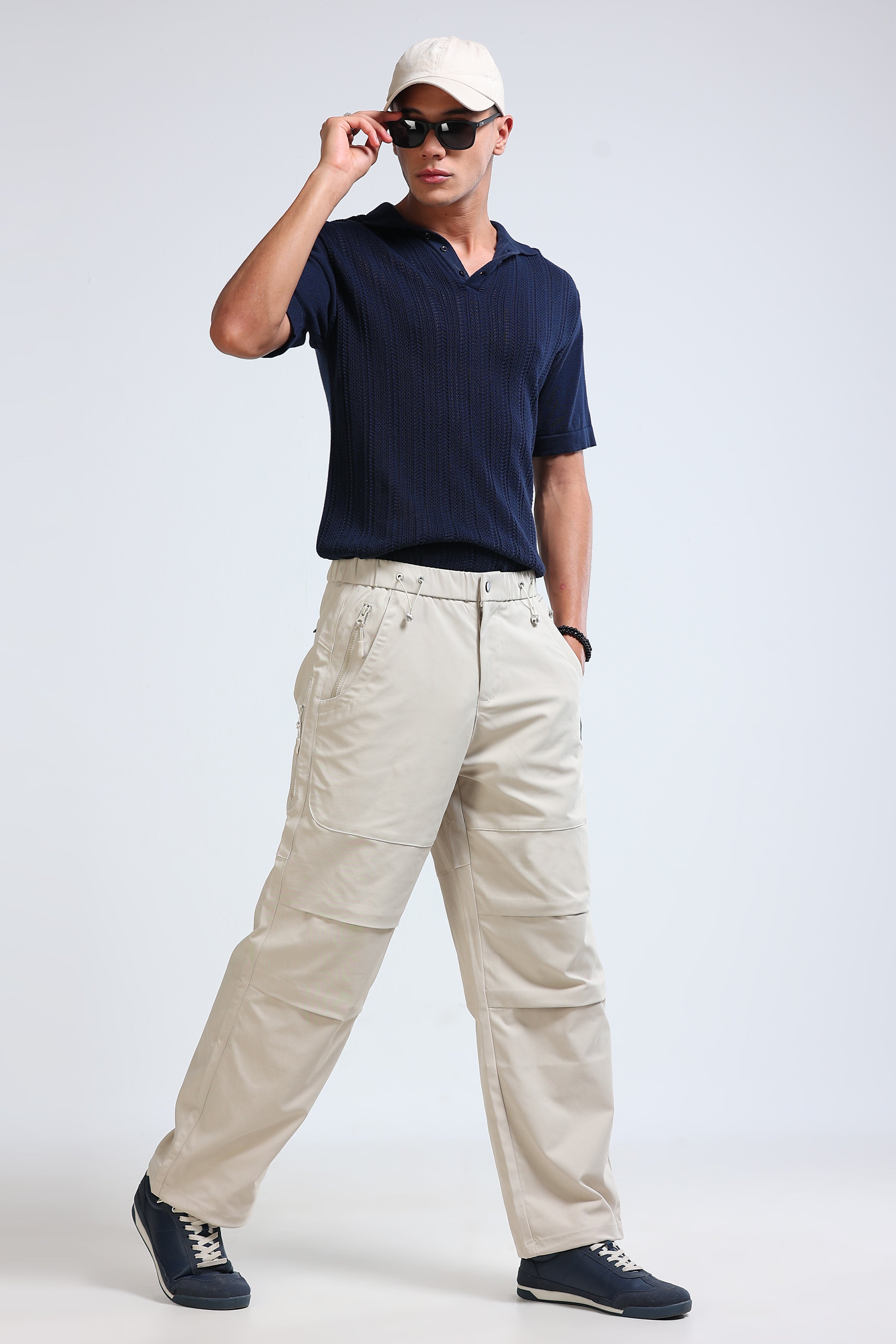 Men Beige Cargo Pants