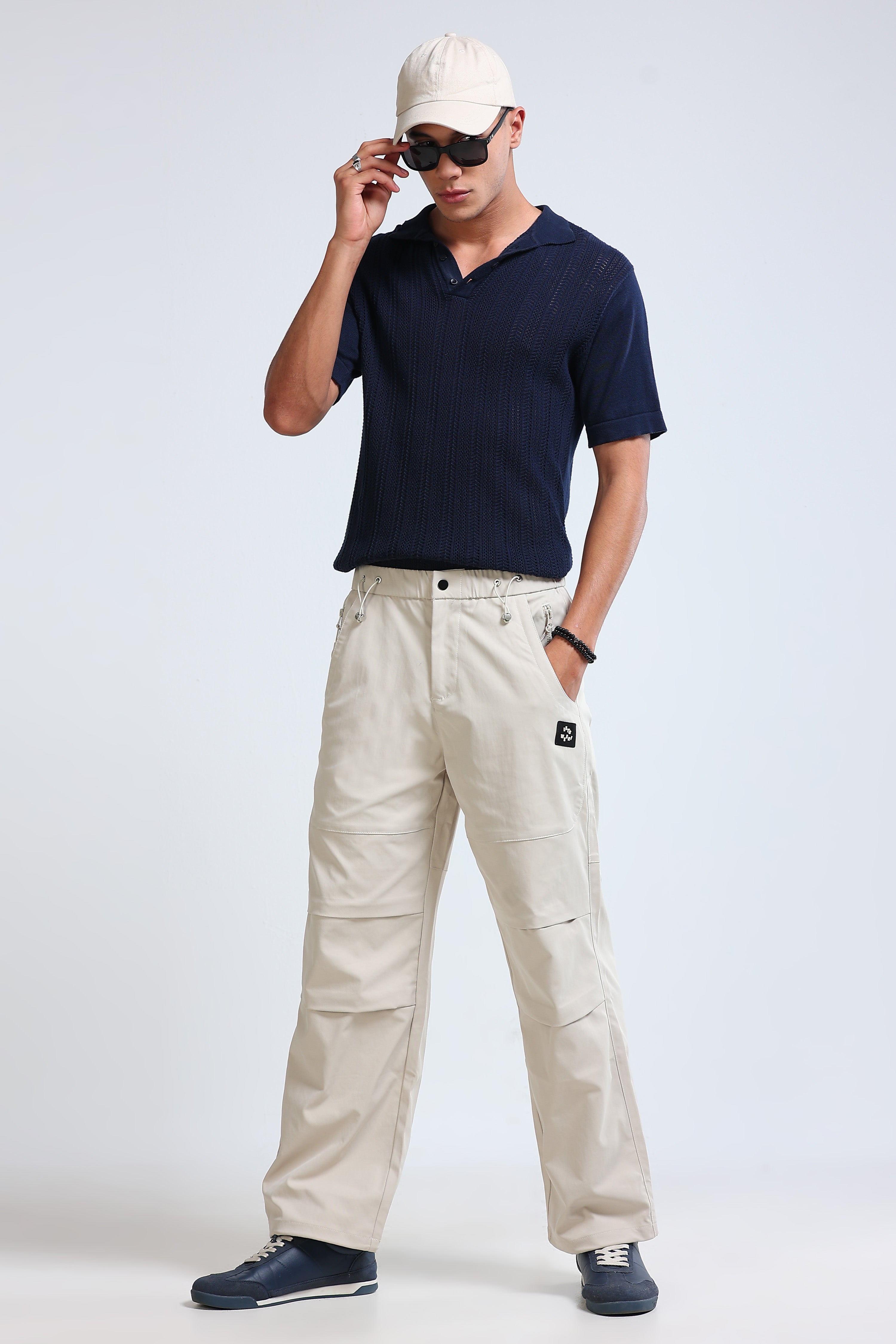 Men Beige Cargo Pants
