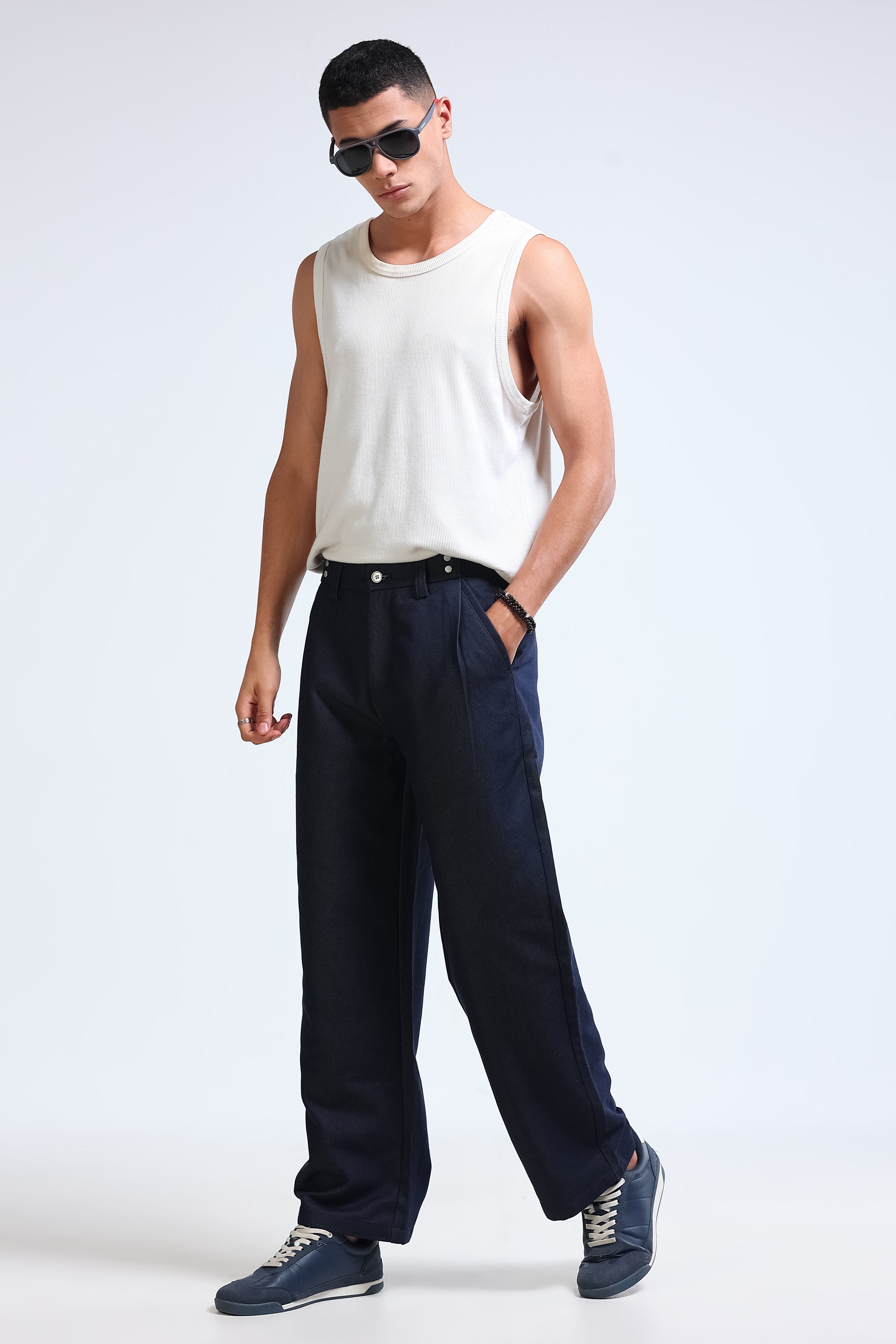 Men Blue Casual Trousers