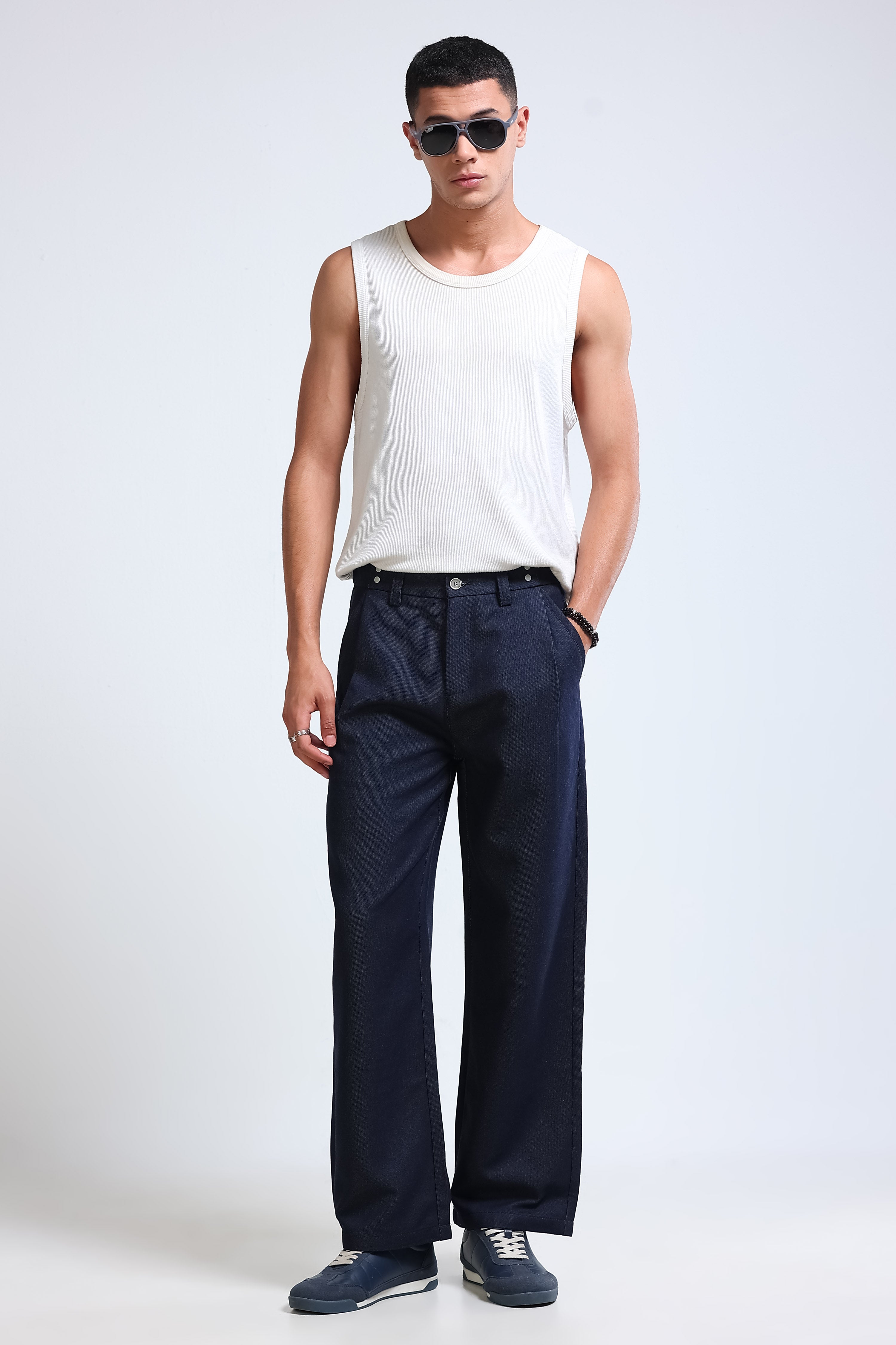 Men Blue Casual Trousers