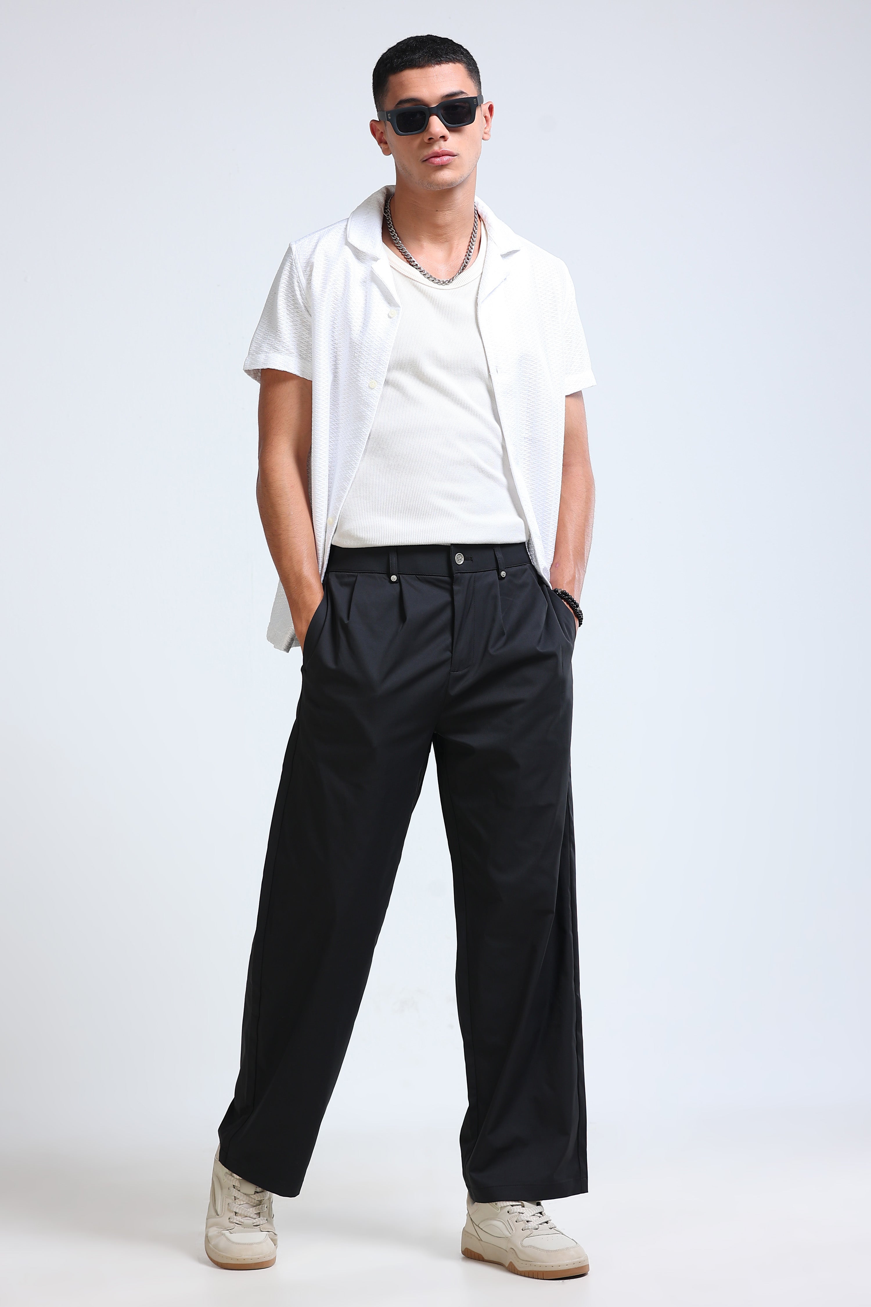 Men Black Casual Pants