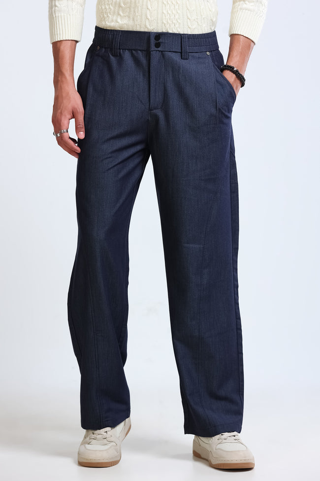 Men Blue Drawcord Pants