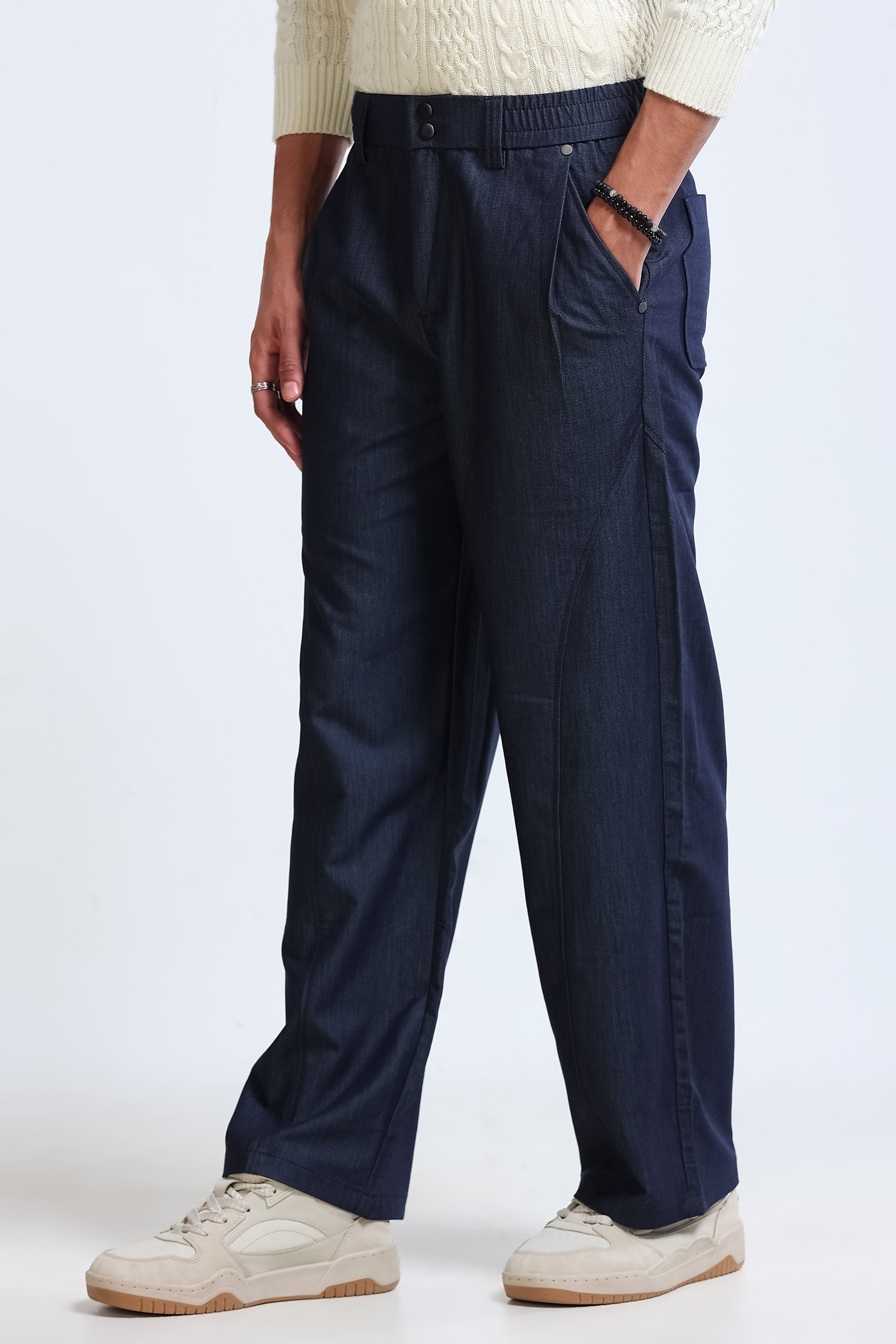 Men Blue Drawcord Pants