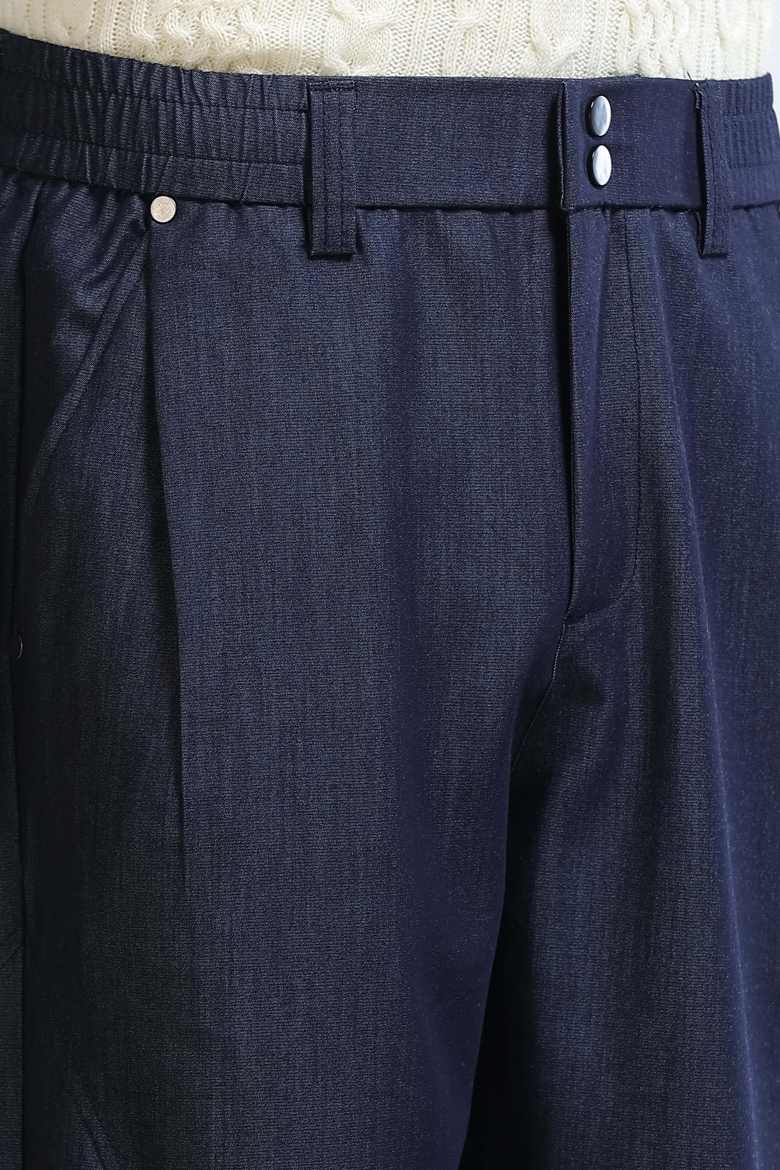 Men Blue Drawcord Pants