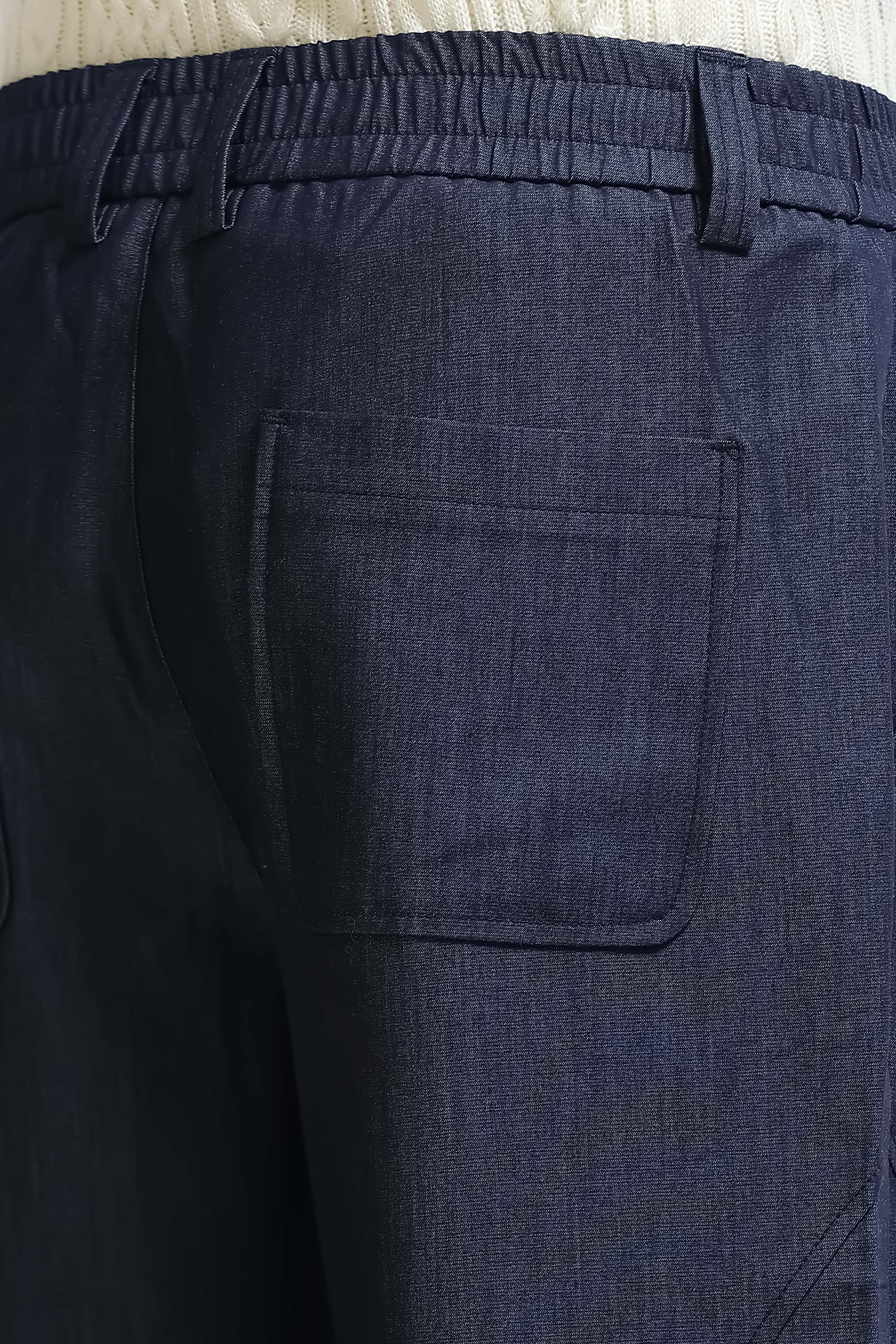 Men Blue Drawcord Pants