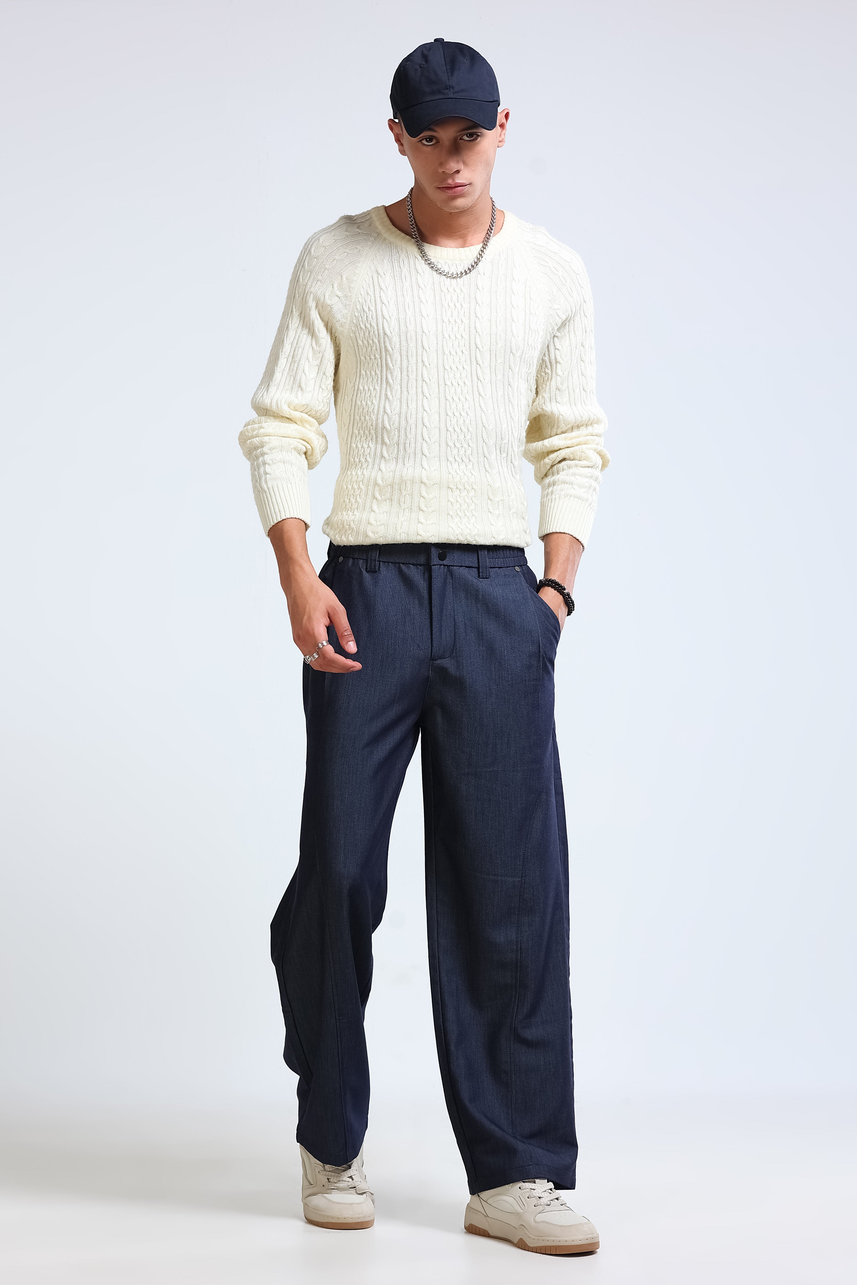 Men Blue Drawcord Pants
