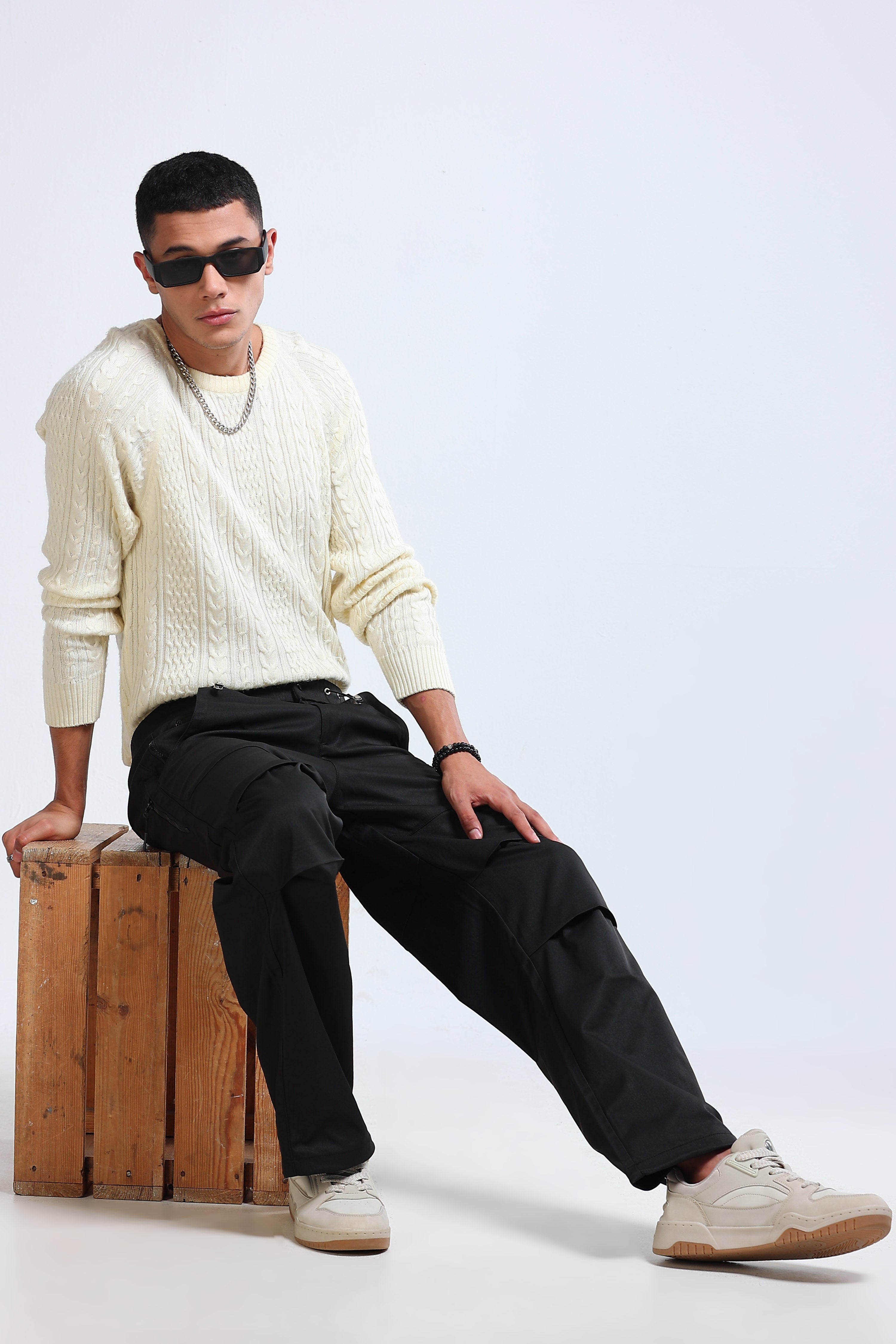 Men Black Cargo Pants