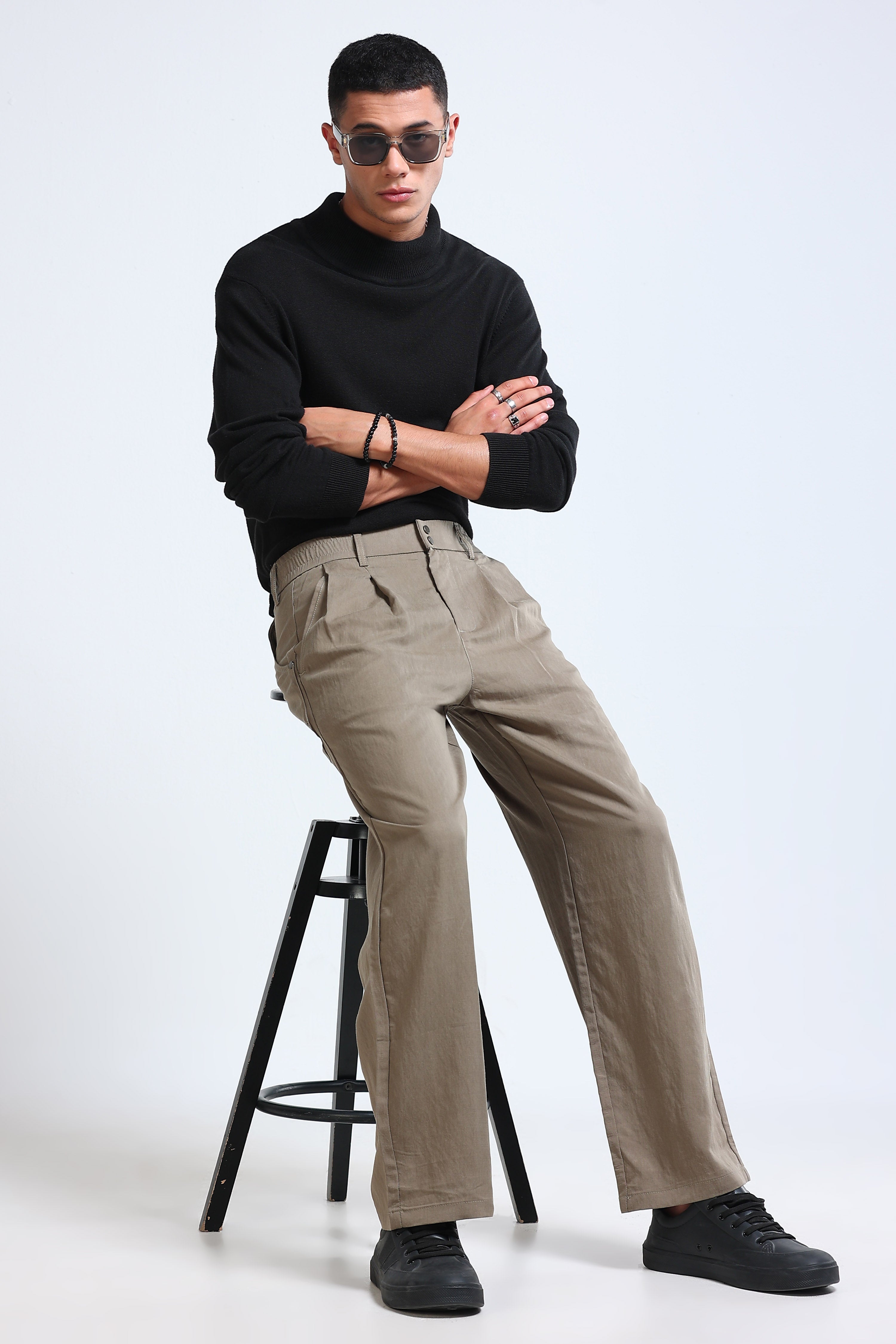 Men Olive Everyday Trousers