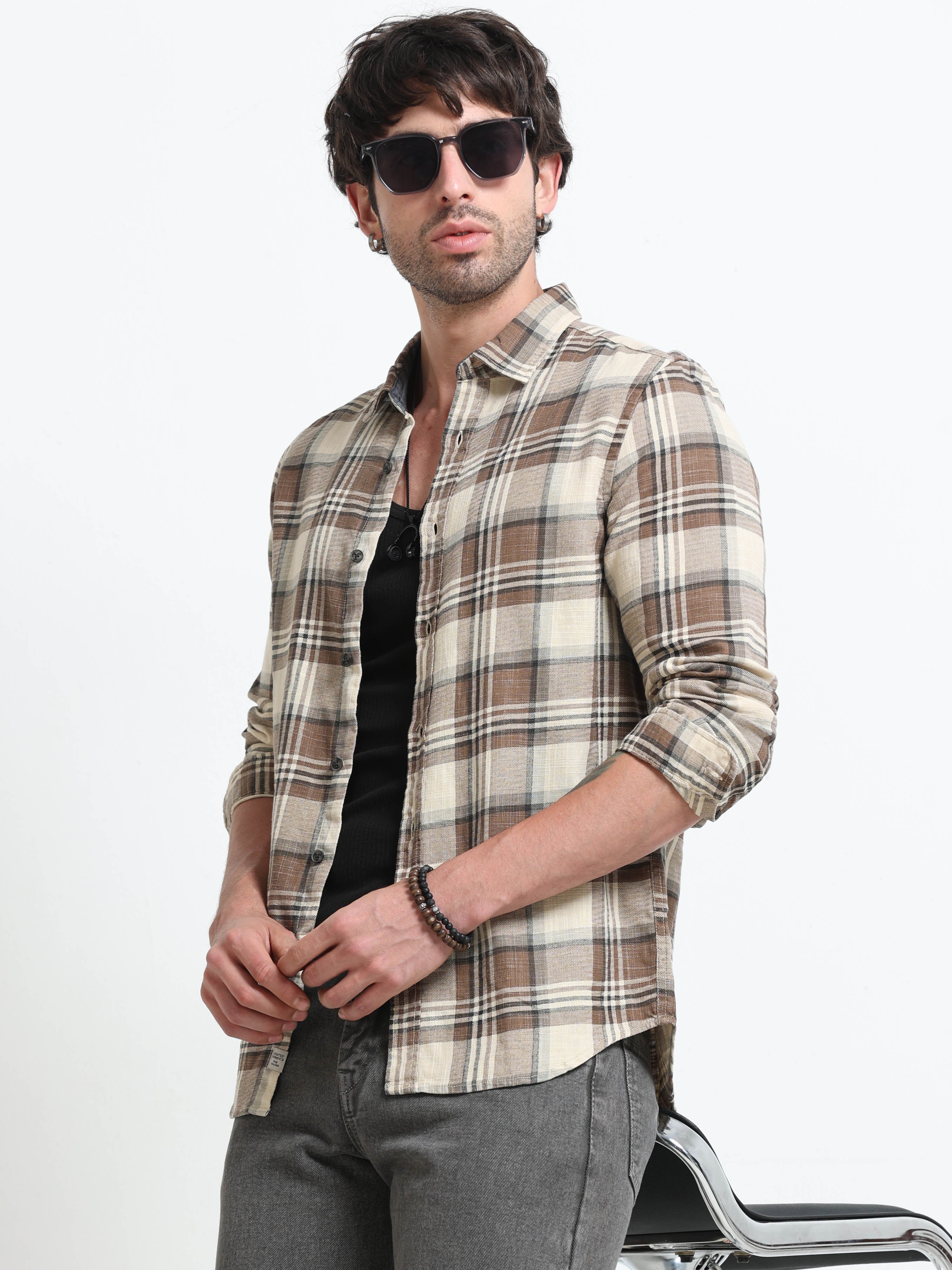 Men Cynthia Slub Check Shirt