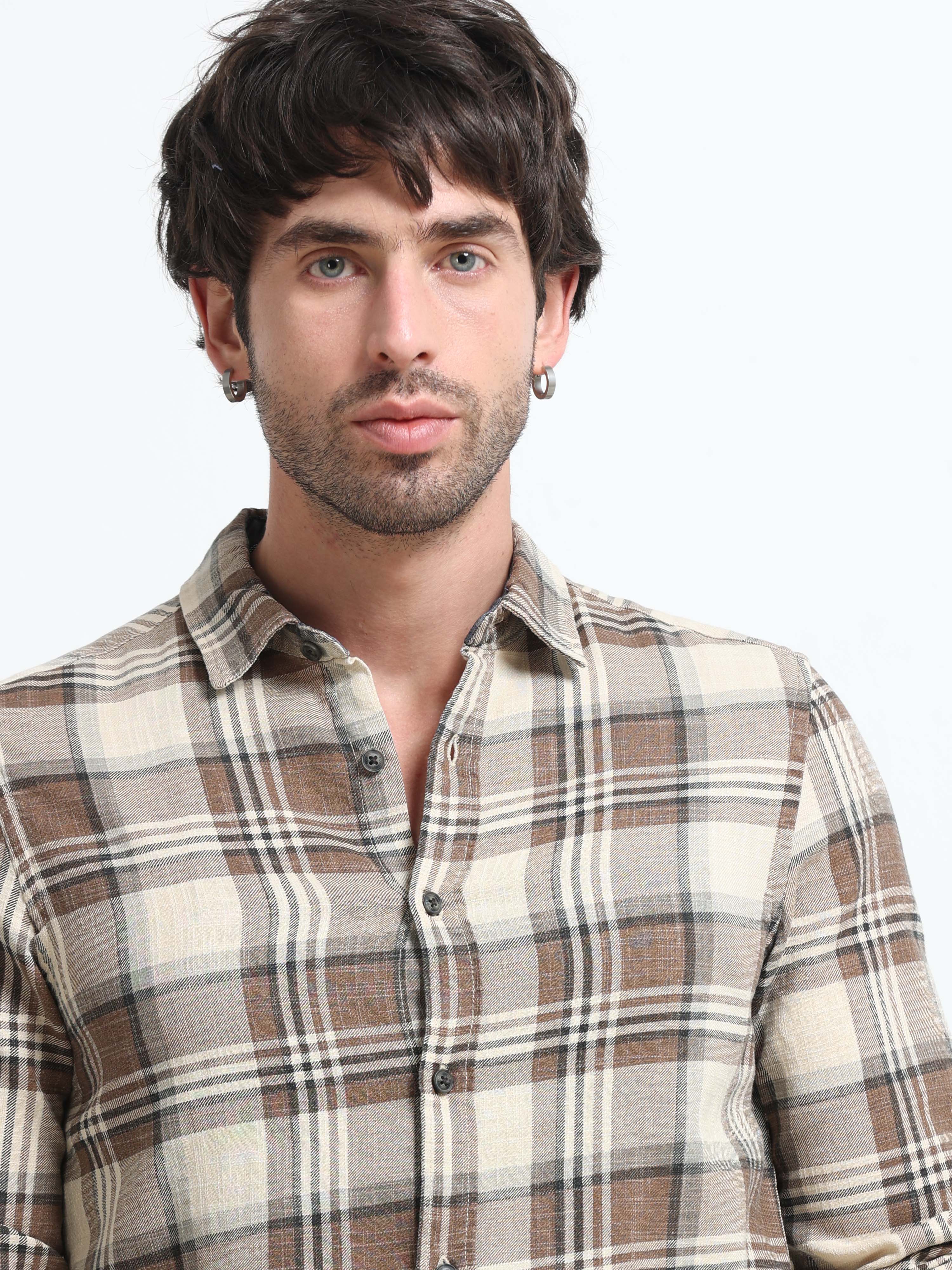 Men Cynthia Slub Check Shirt
