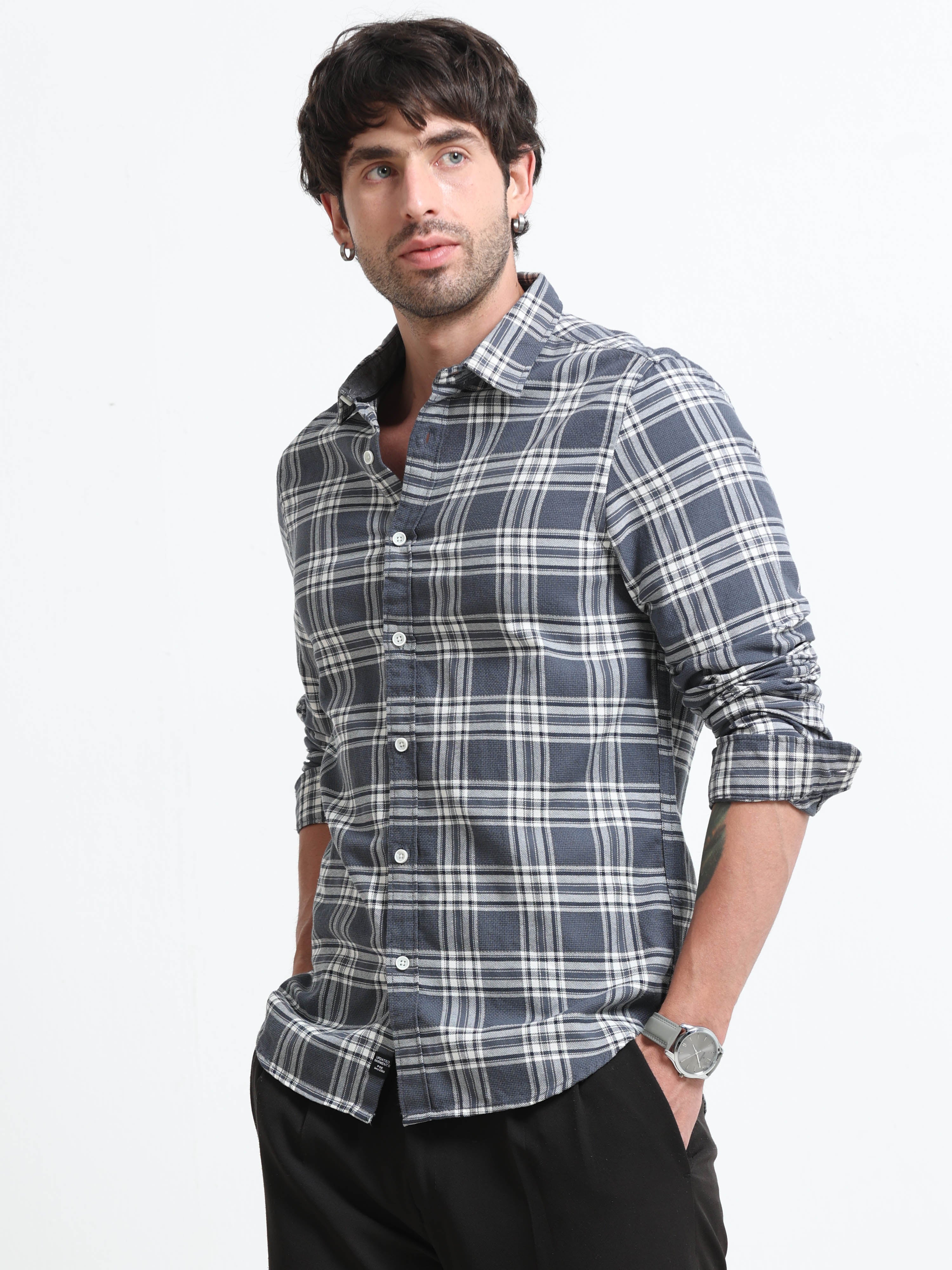 Men Marocco Textured Check Shirt