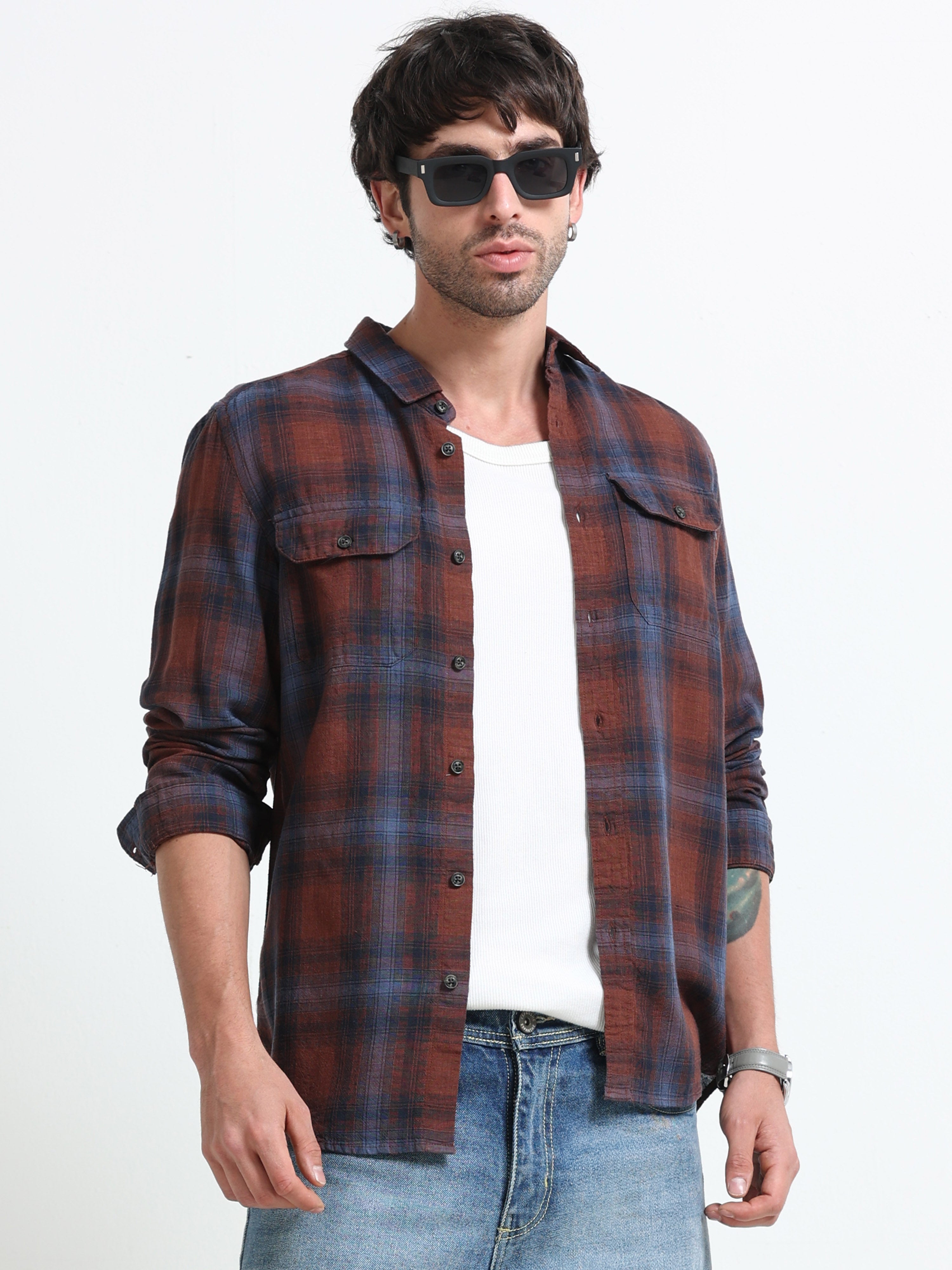 Men Nova Textured Check Shirt