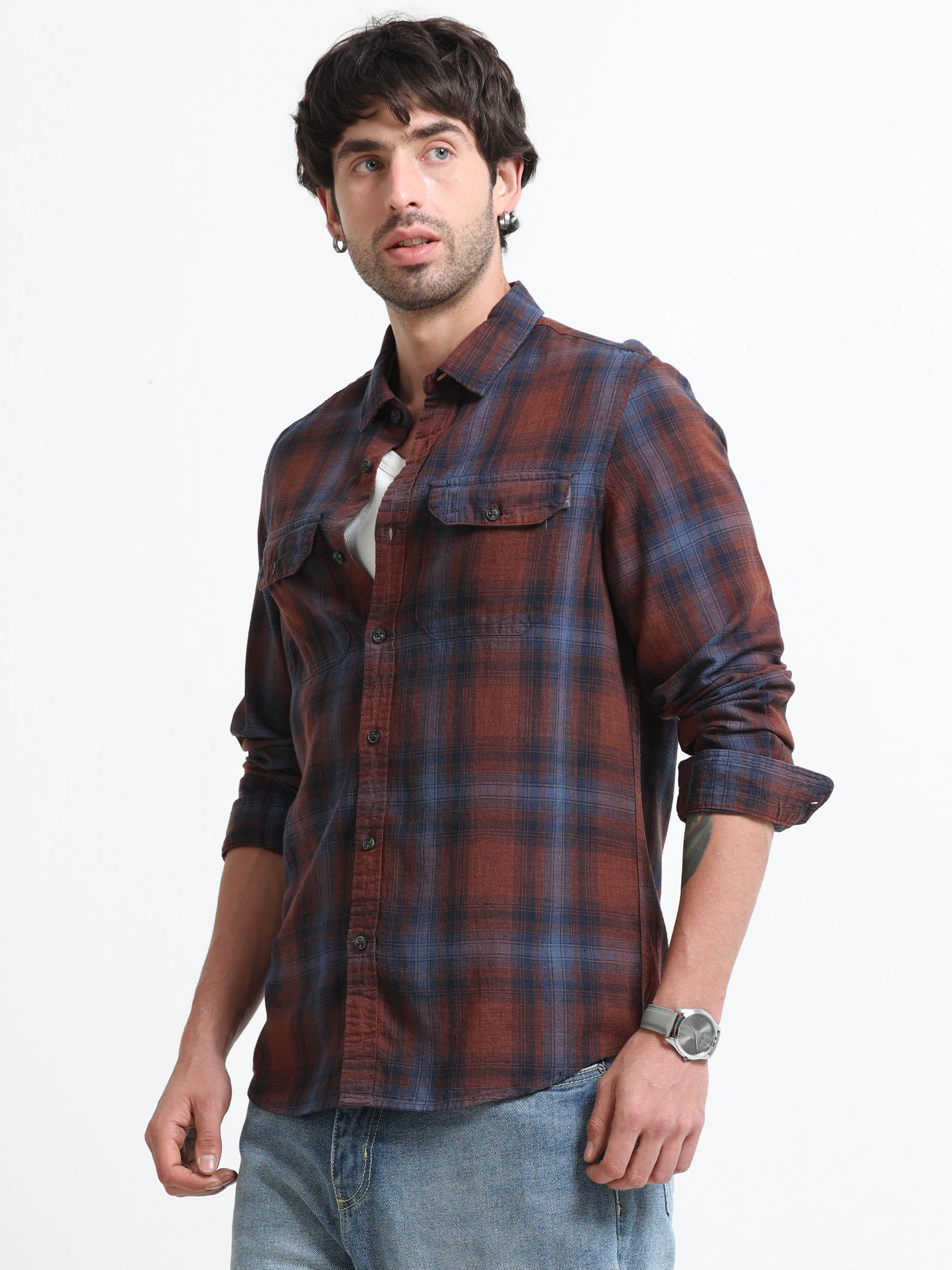 Men Nova Textured Check Shirt