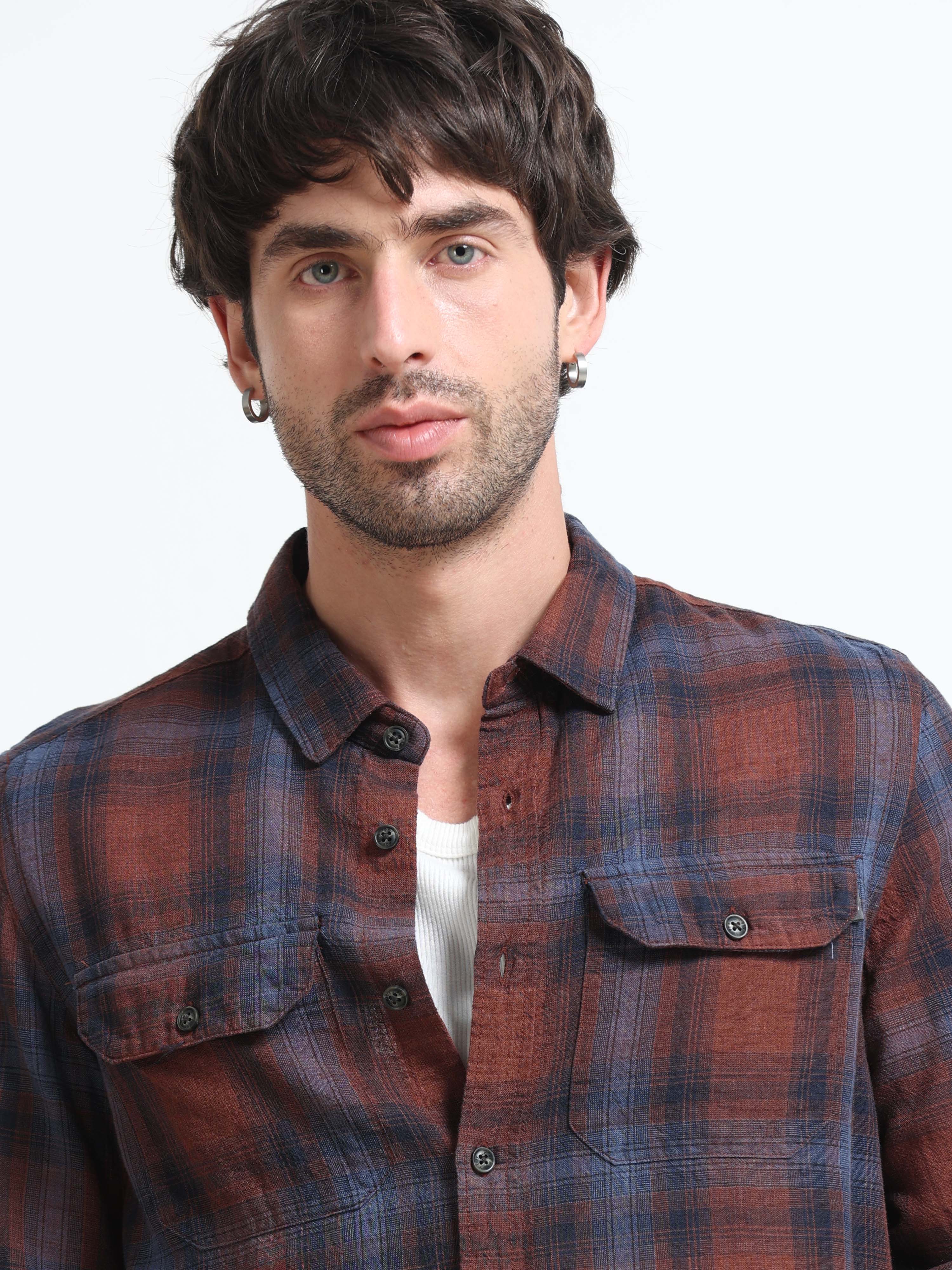 Men Nova Textured Check Shirt