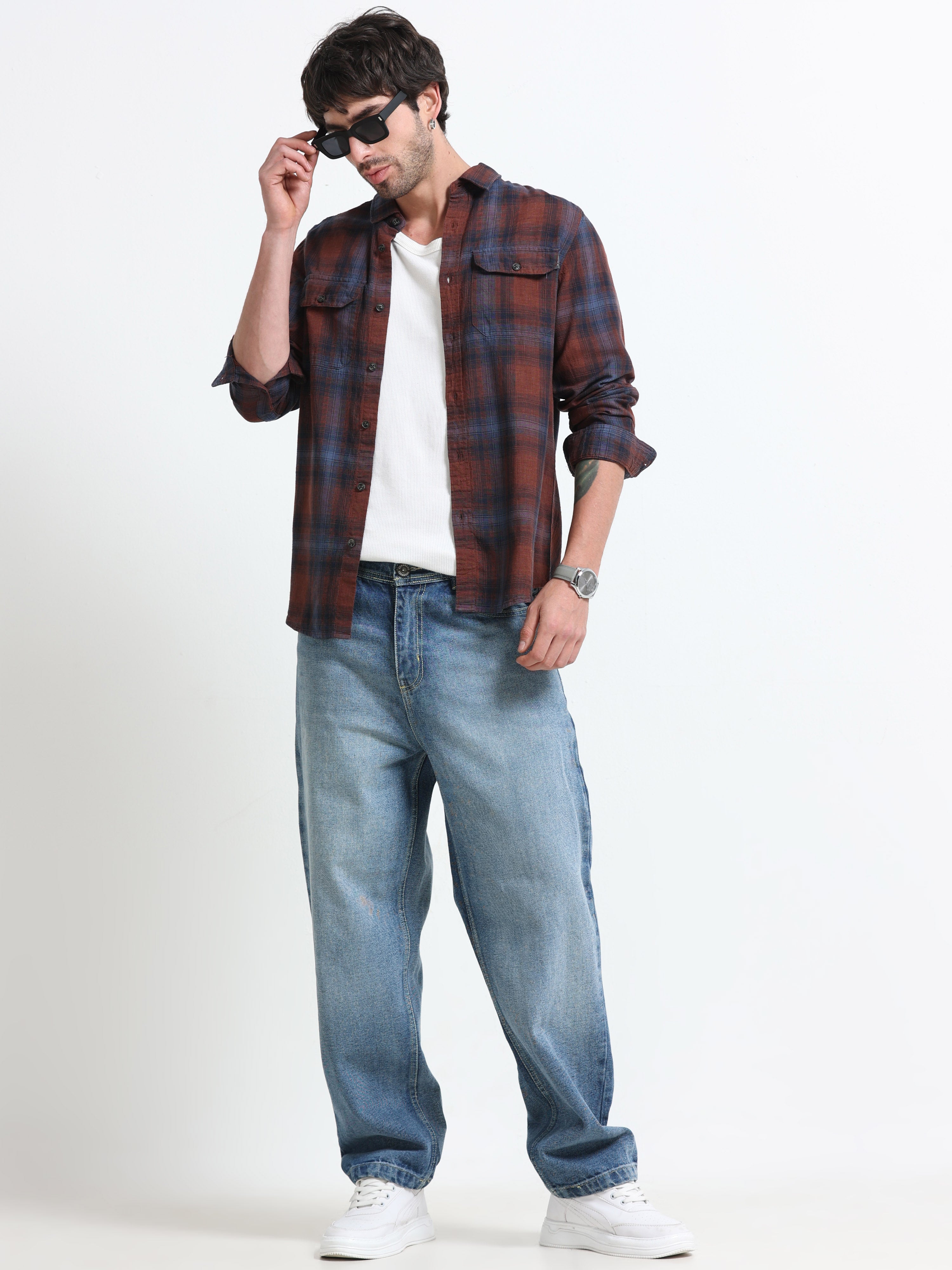 Men Nova Textured Check Shirt