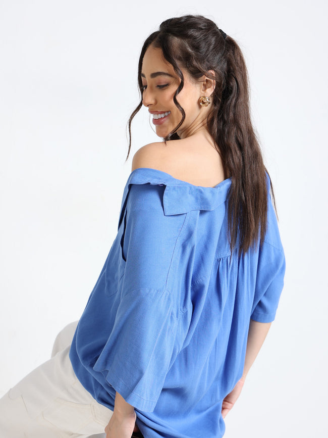 Women Blue Oversized Shirt